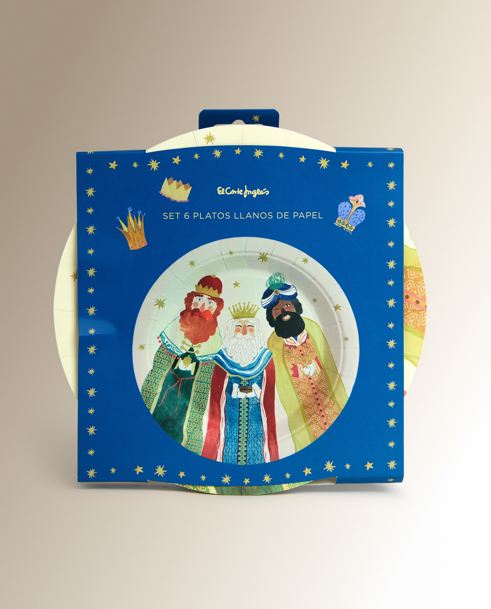 Conjunto de 6 Pratos de Sobremesa Descartáveis Reis Magos Natal Multicolor-5