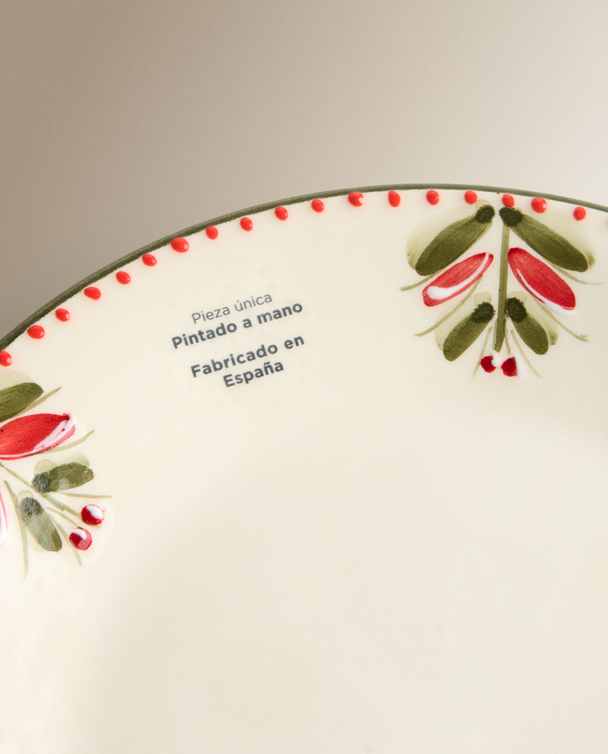 Prato de Sobremesa Pintado à Mão Inverna Natal Branco-4