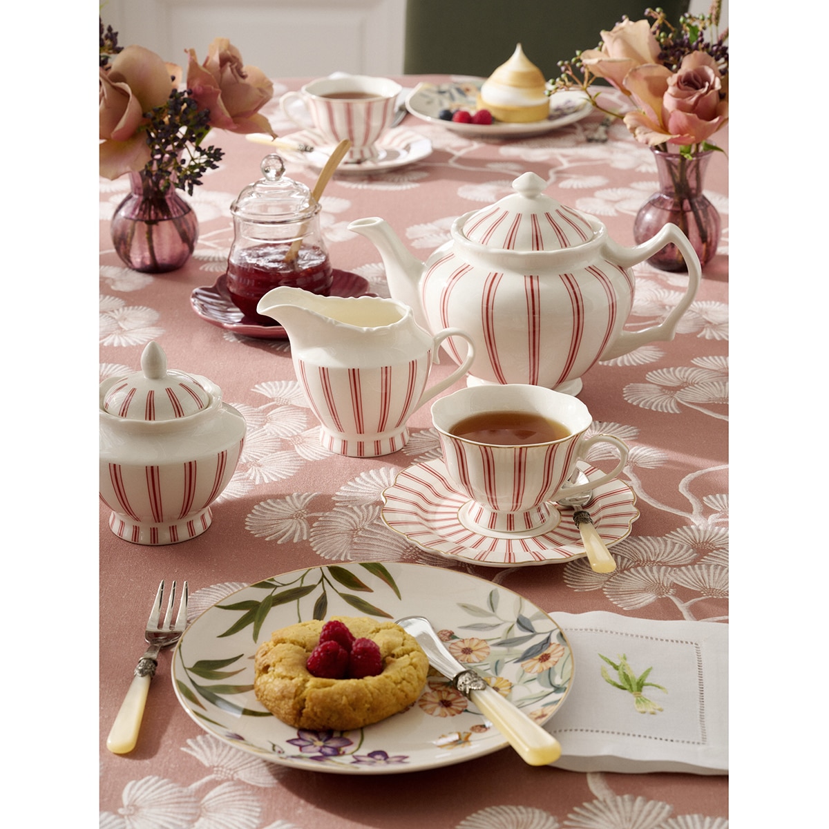 Prato de pão em forma de flor Polka Malva-5