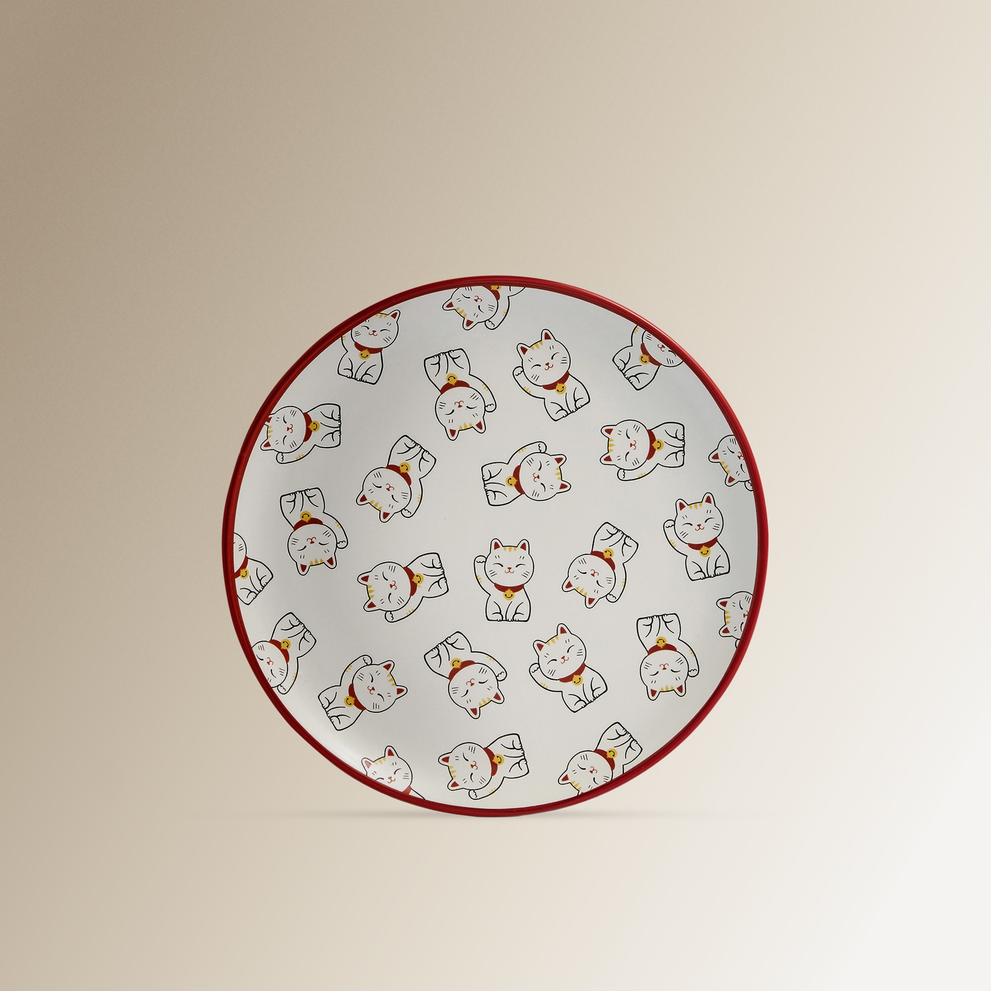 Imagen 0 de Plato de aperitivo Gatitos con ribete rojo Manekineko Basics El Corte Inglés