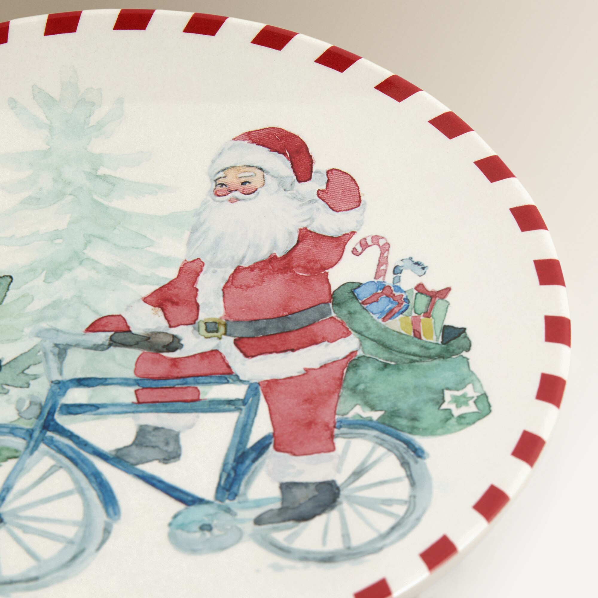 Prato de Pão de Melamina Pai Natal na Aldeia Multicolor-3