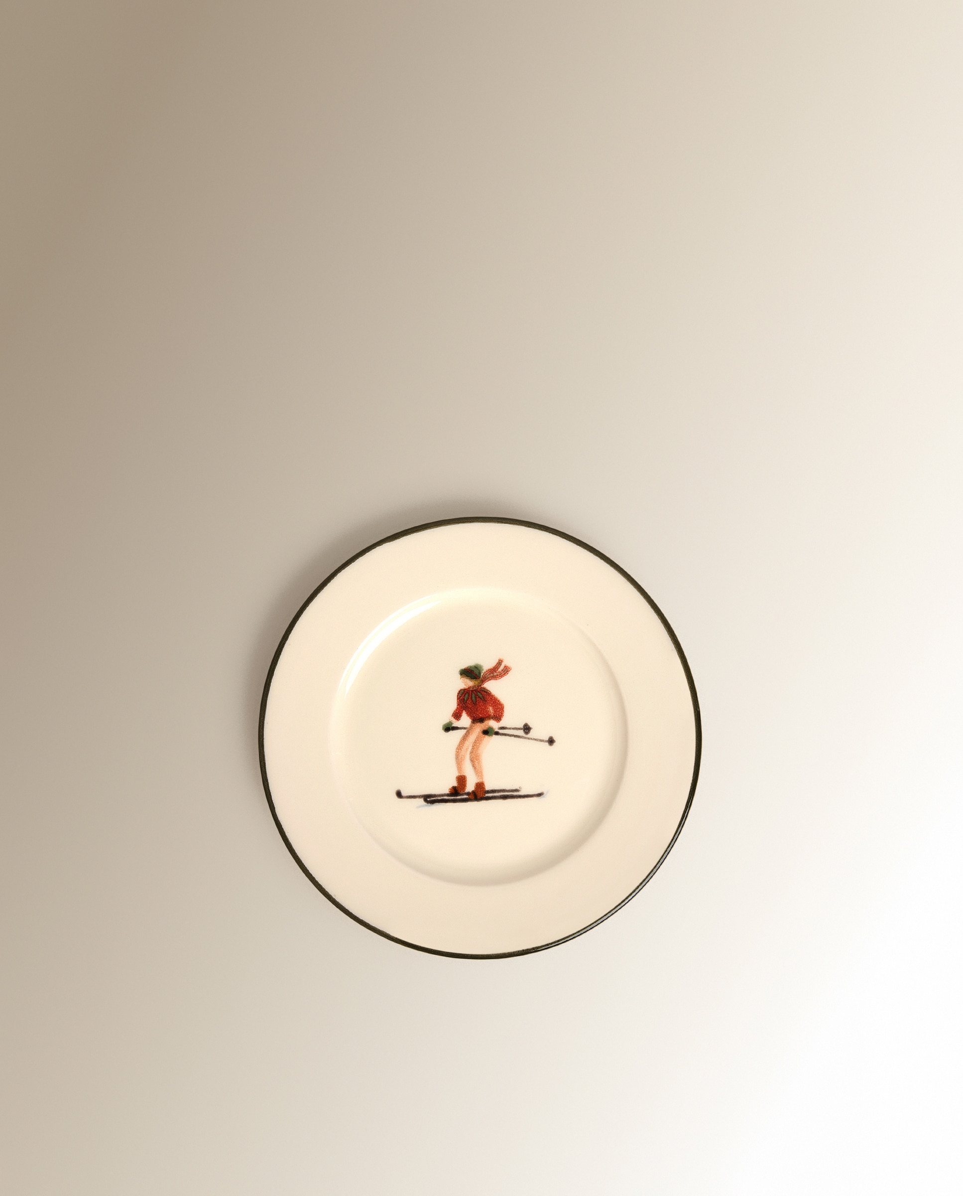 Plato de pan Esquiador verde Alpes Navidad - Blanco Blanco-2