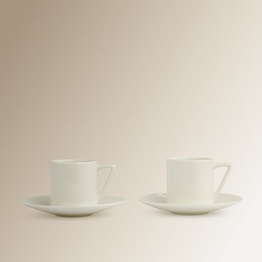Taza de café con plato redondo con ala Bone China Essential El Corte Inglés