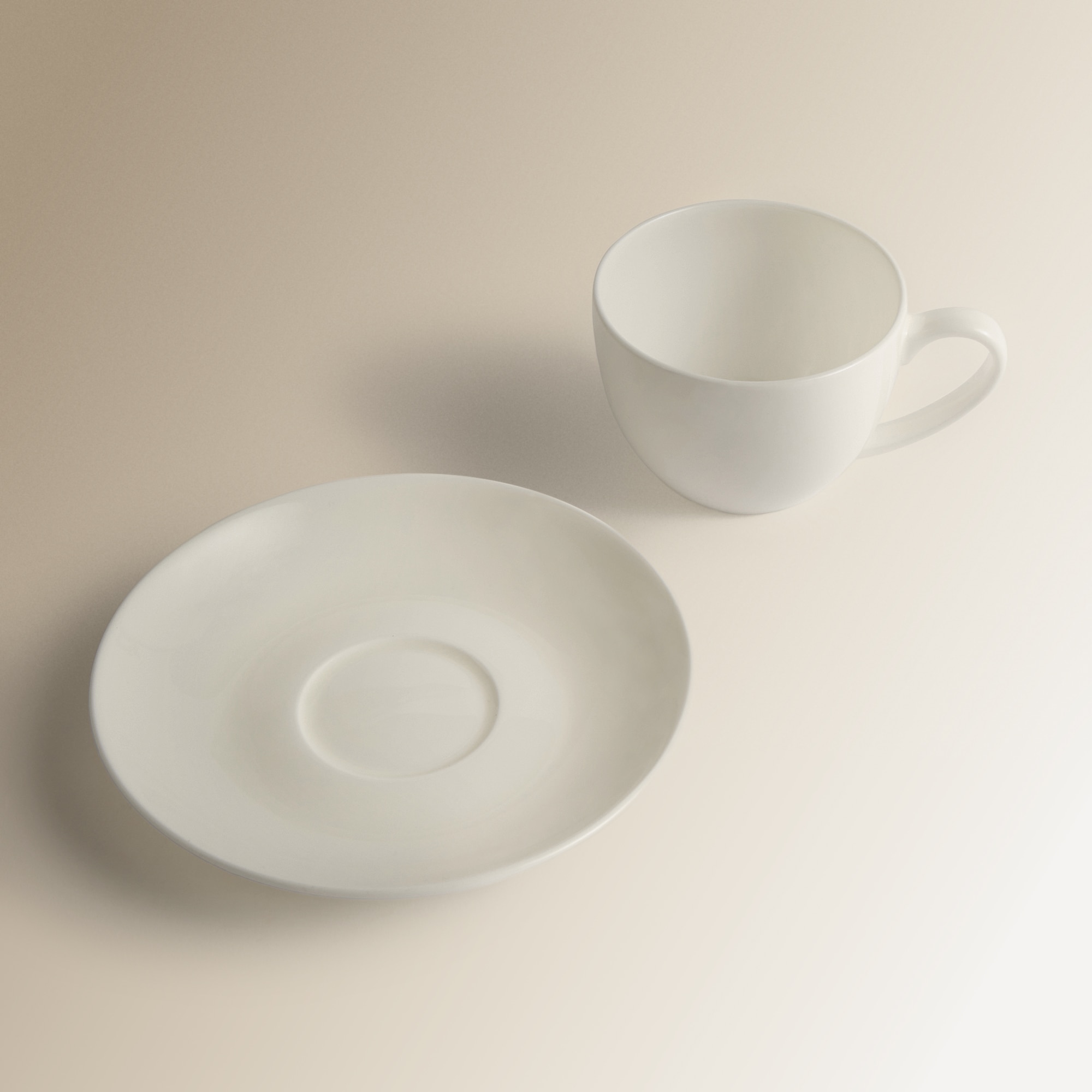 Chávena de café com prato redondo Bone China El Corte Inglés Branco-4