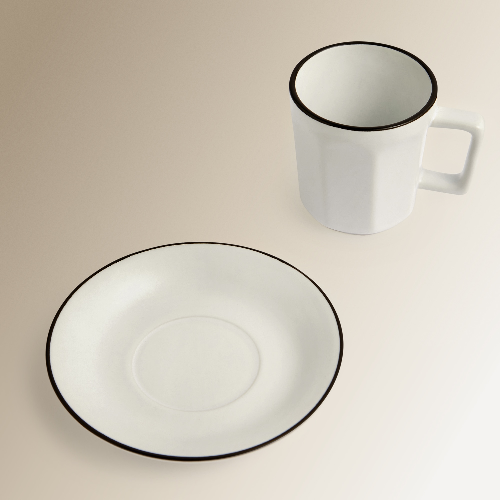 Taza de café con plato Brunch Basics El Corte Inglés Blanco-3