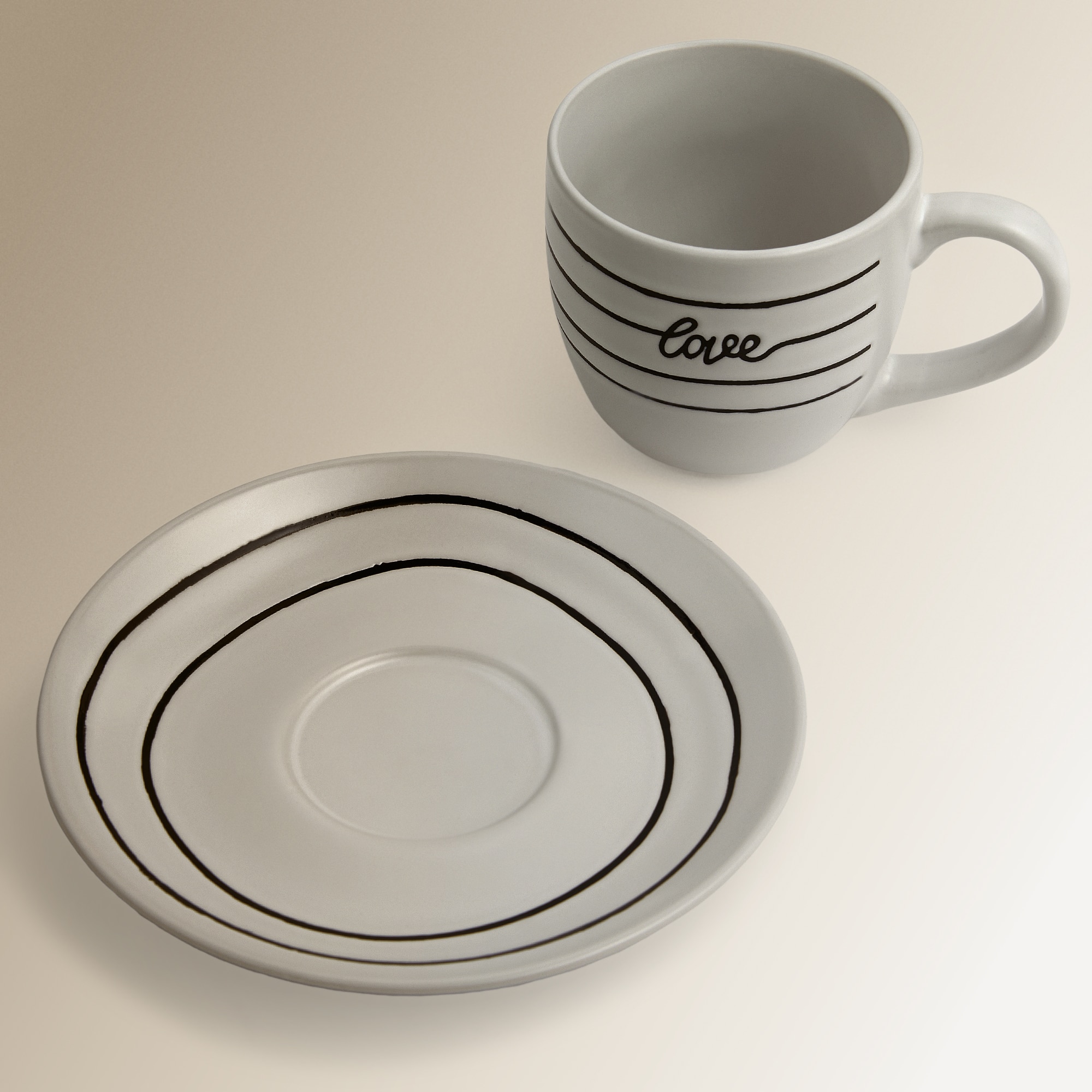 Taza de té con plato Line Basics El Corte Inglés Negro-2