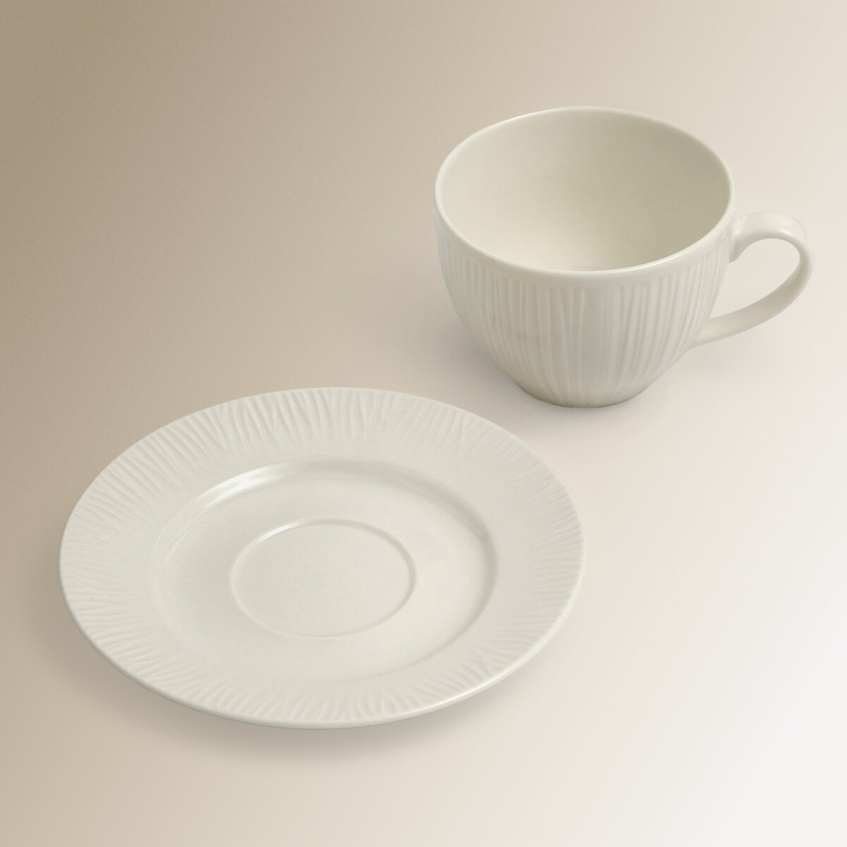 Taza de café con plato Roma Basics El Corte Inglés Blanco-3