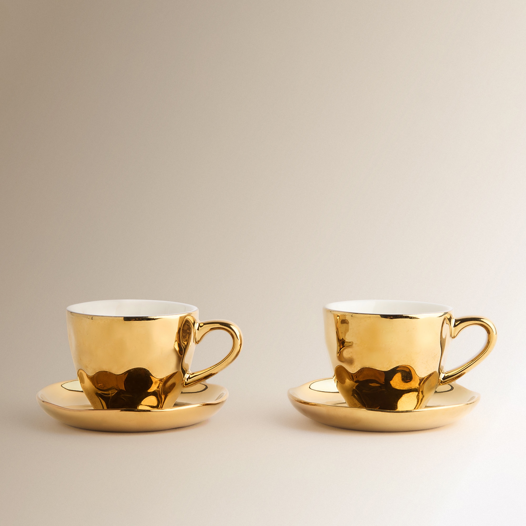 Conjunto de 2 Chávenas de Café com Prato Organic - Dourado Cinzento-2