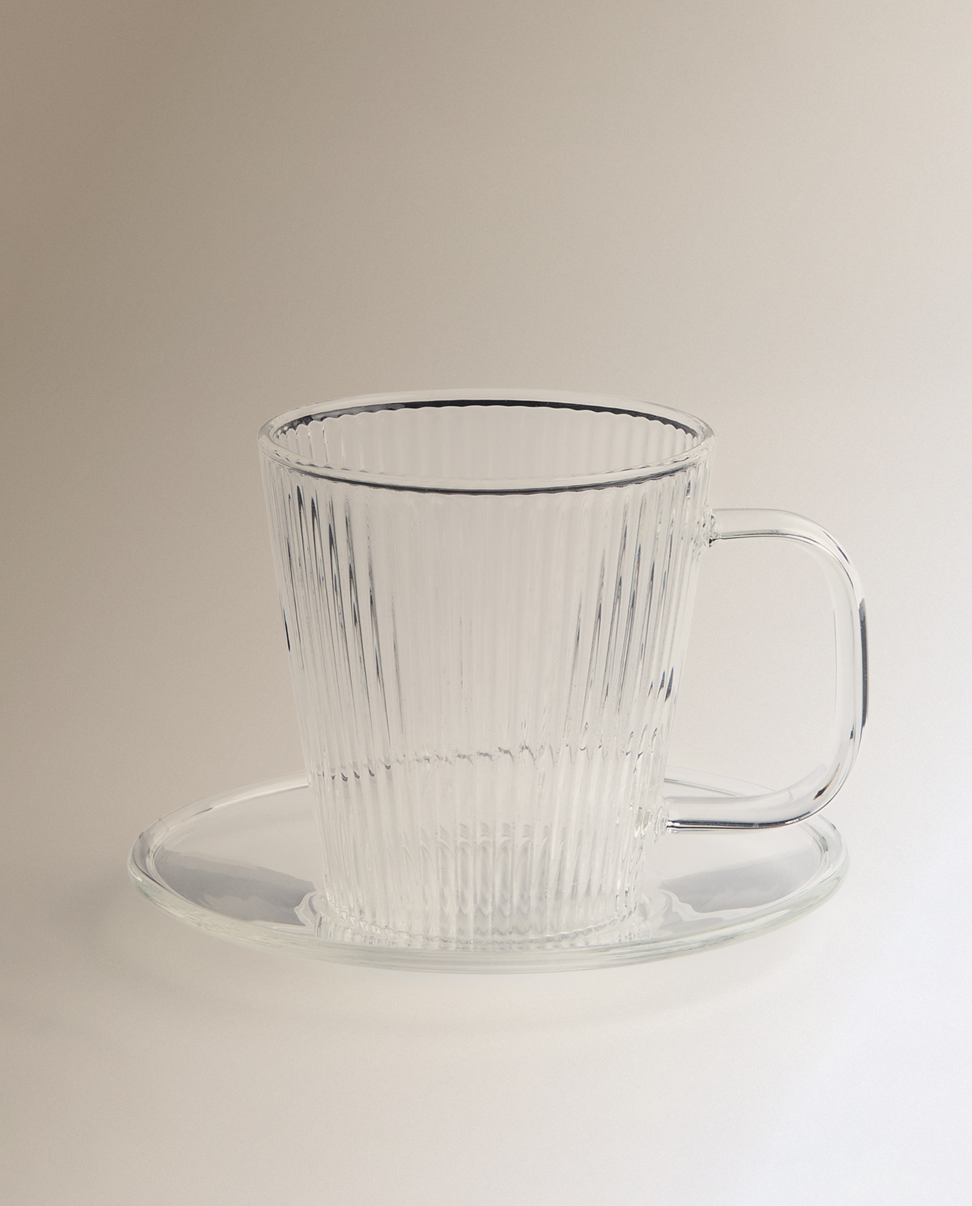 Chávena de Café com Prato de Vidro Skov Transparente-2