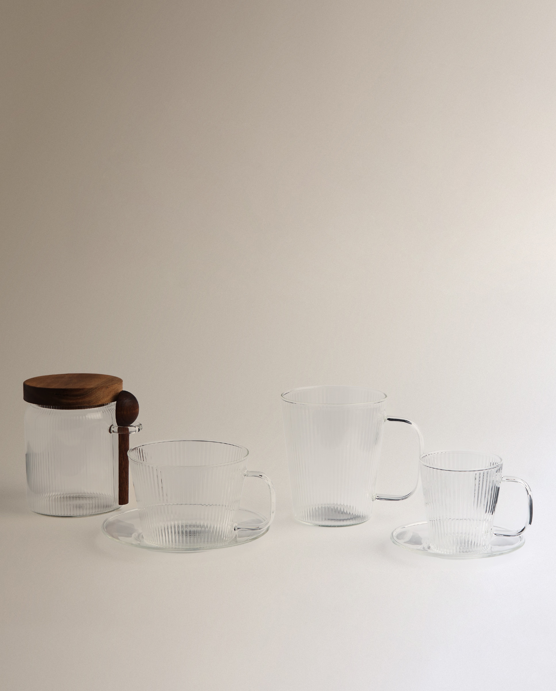 Chávena de Café com Prato de Vidro Skov Transparente-4