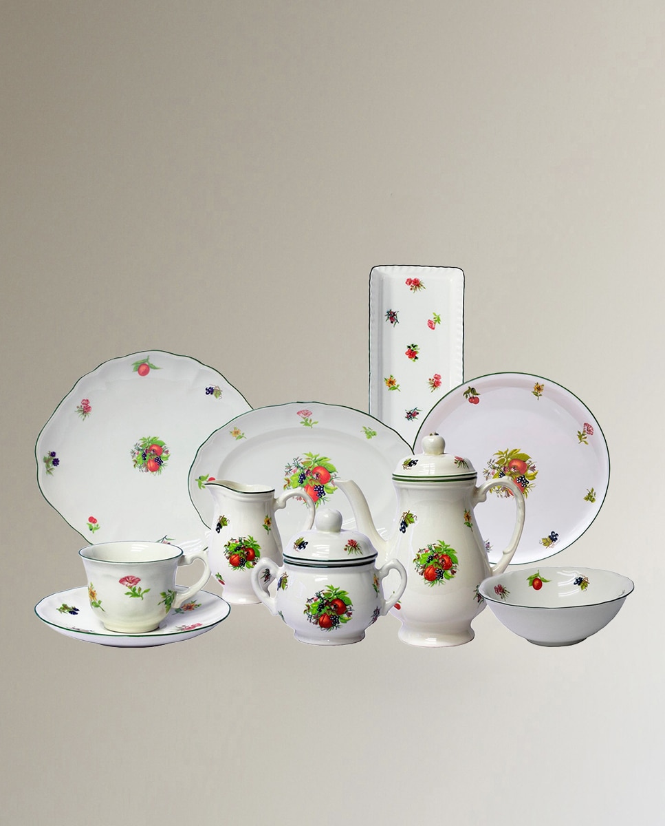 Imagem 0 de Conjunto de café por peças Flores e Frutas