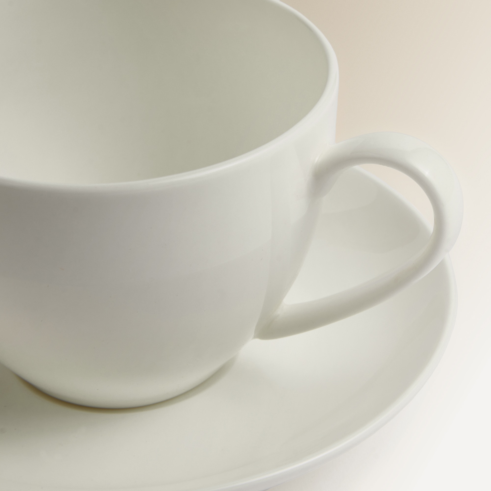 Chávena de chá com prato redondo Bone China El Corte Inglés Branco-3