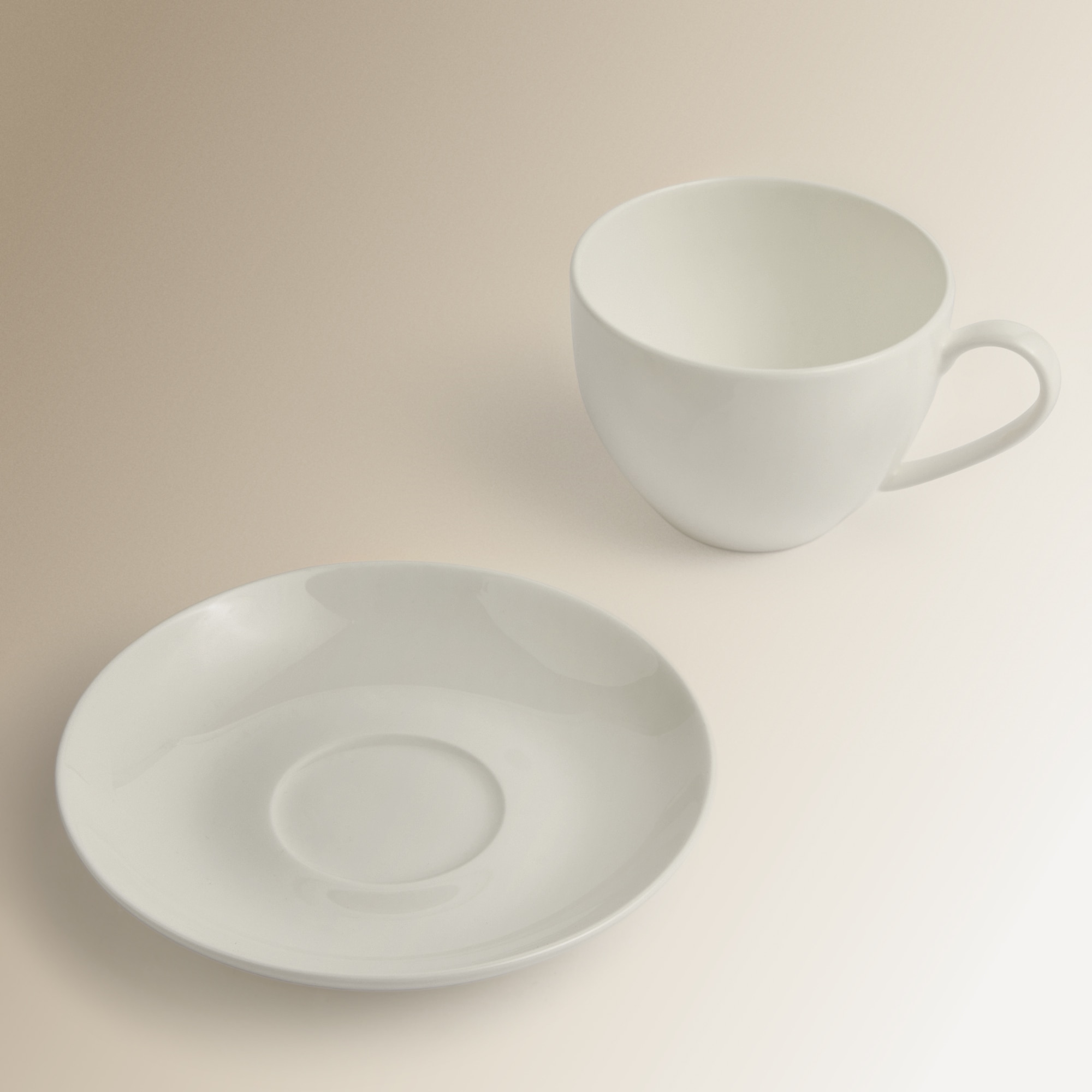 Chávena de chá com prato redondo Bone China El Corte Inglés Branco-4