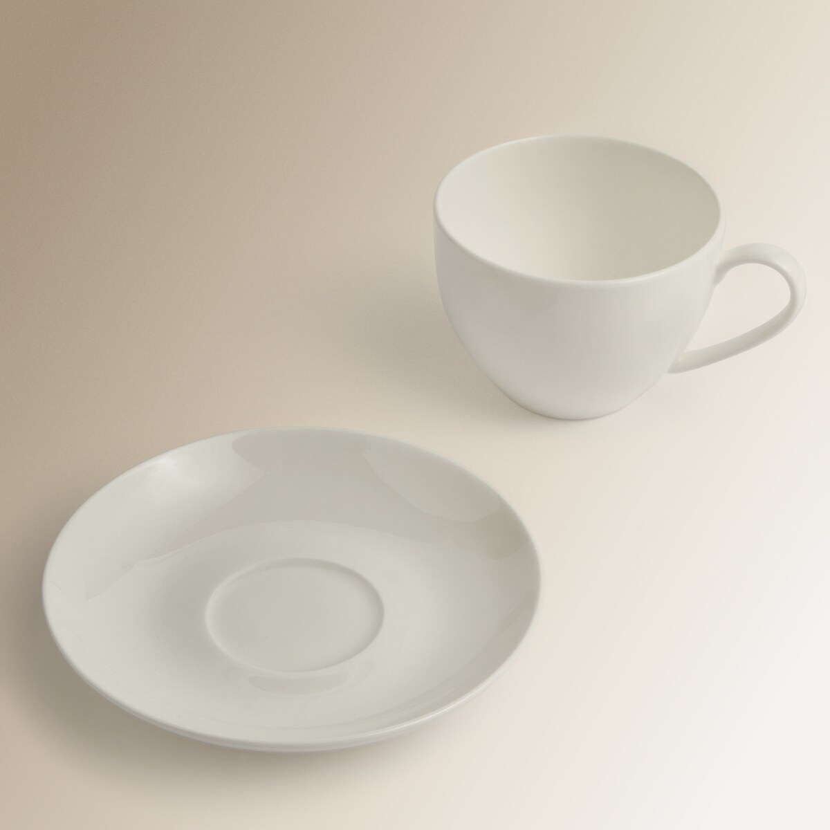 Chávena de chá com prato redondo Bone China El Corte Inglés Branco-4