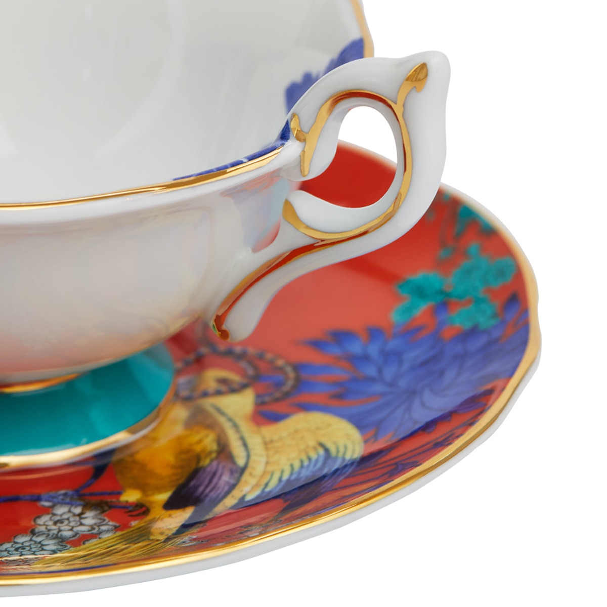Chávena de Chá com Prato Wonderlust Golden Parrot Multicolor-4