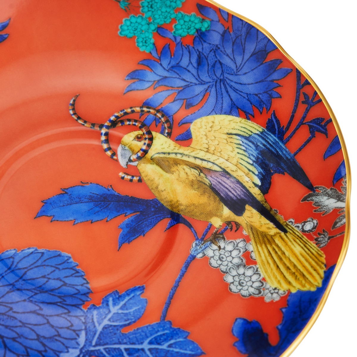 Chávena de Chá com Prato Wonderlust Golden Parrot Multicolor-5