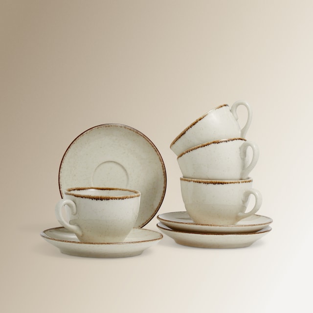 Imagen 0 de Set de 4 tazas de té con platos Coimbra Beige El Corte Inglés