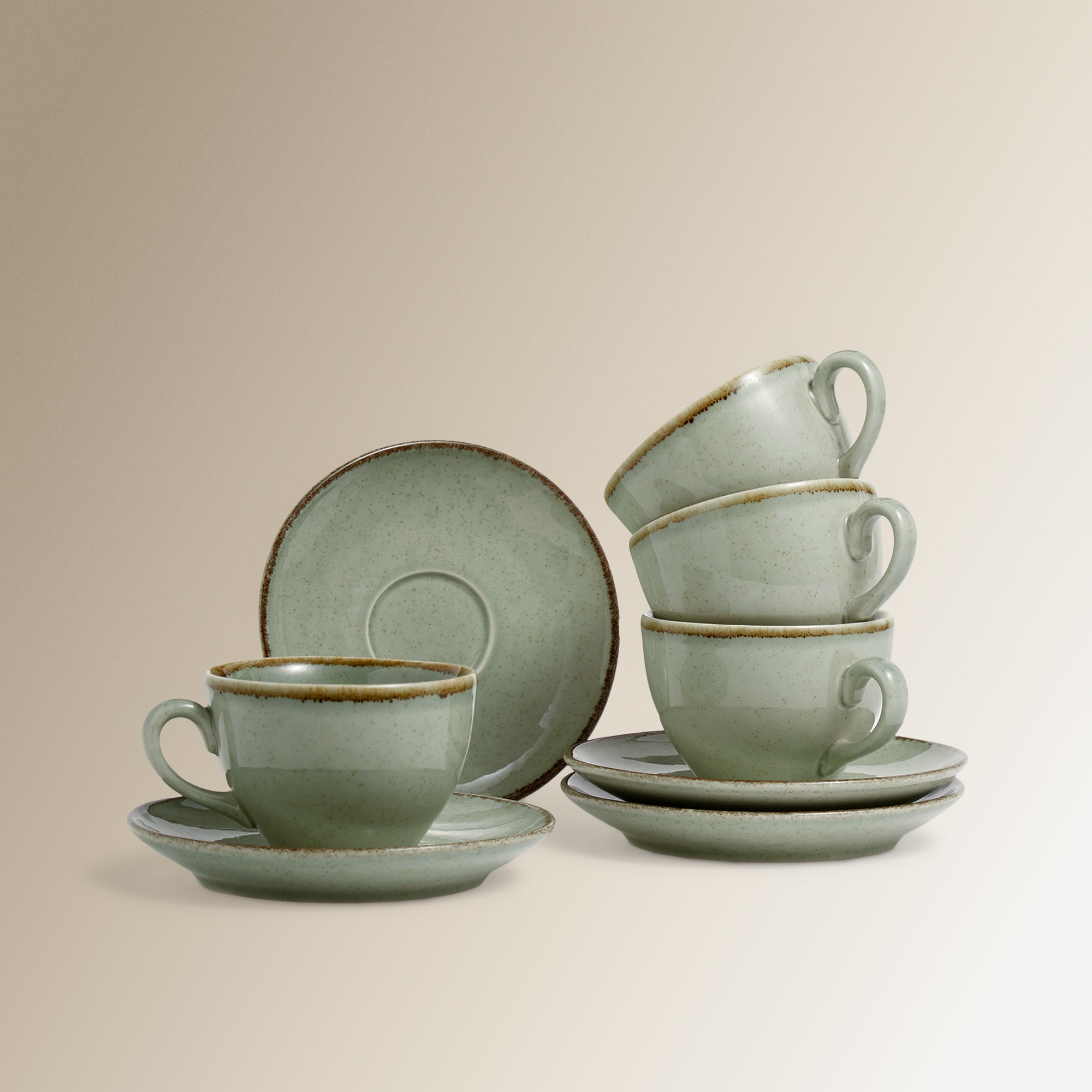 Imagem 0 de Conjunto de 4 Chávenas de Chá com Pratos Coimbra - Verde