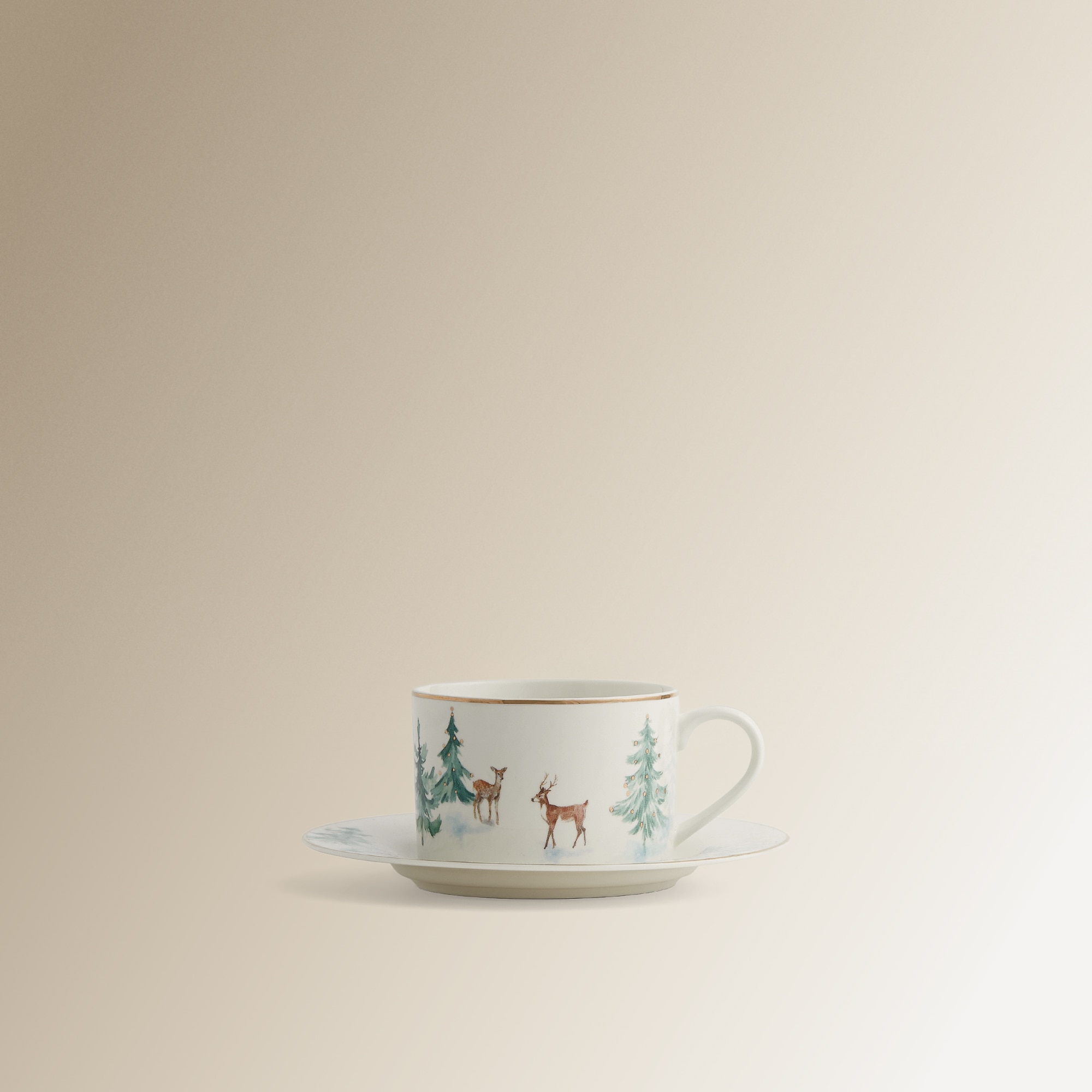 Chávena de Chá com Prato Polo Norte Natal Branco-1