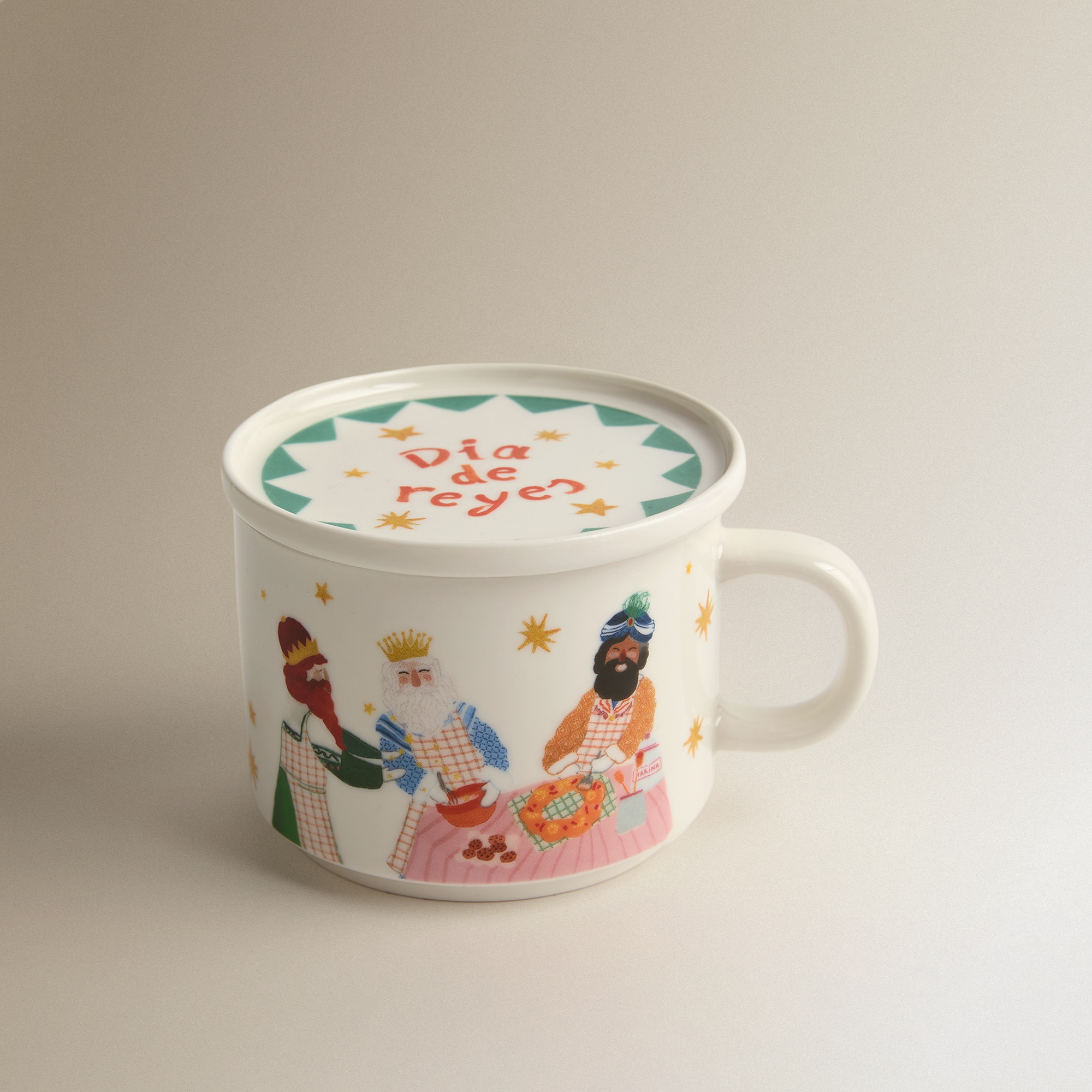 Chávena de Chá com Prato Reis Magos Natal Multicolor-2