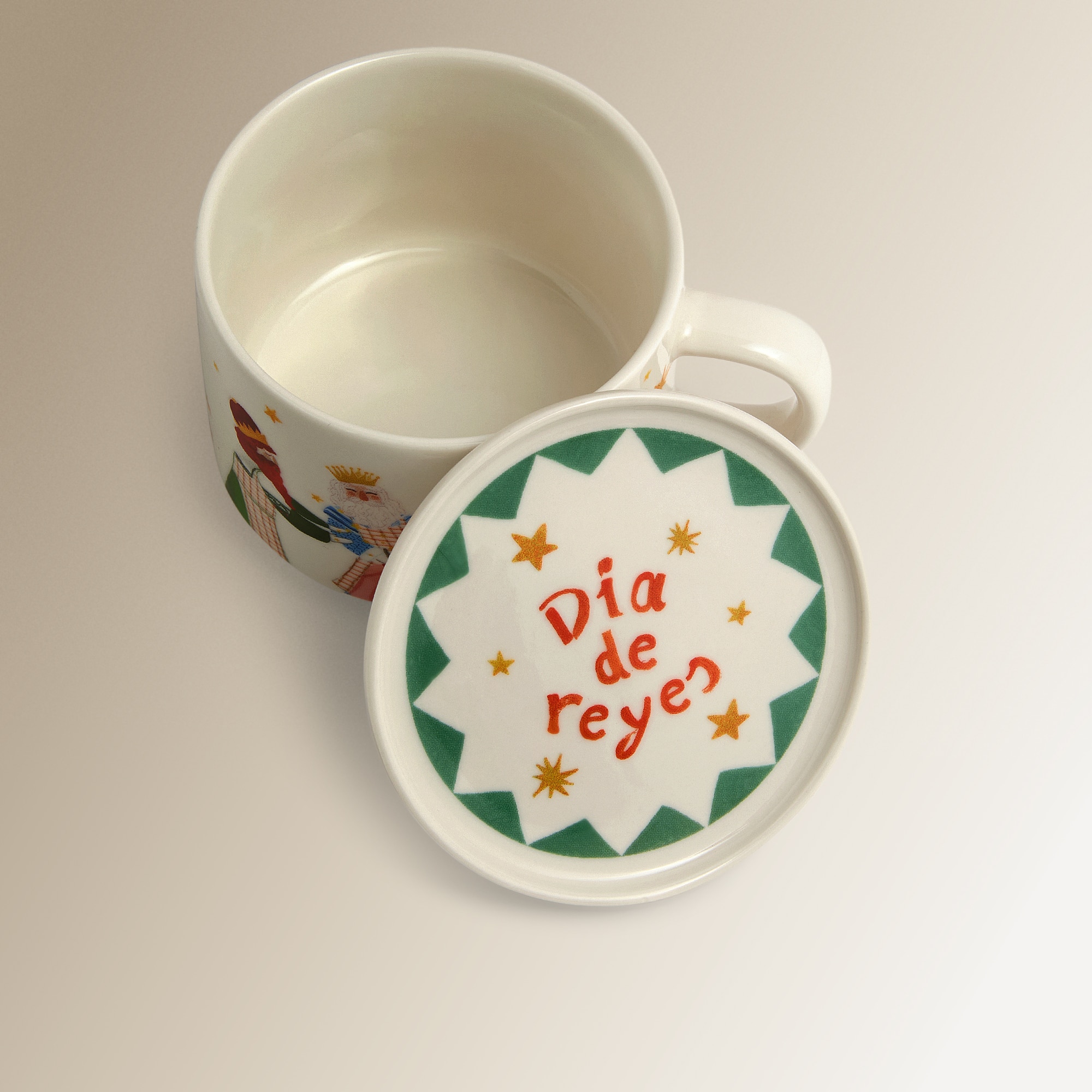 Chávena de Chá com Prato Reis Magos Natal Multicolor-4