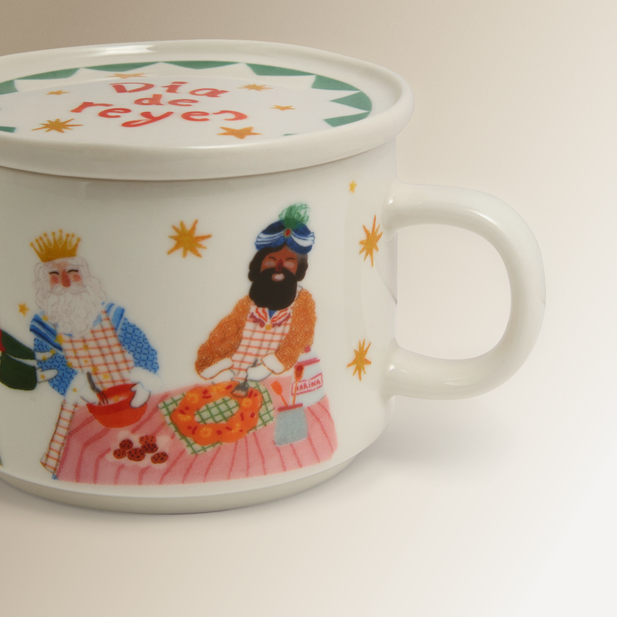 Chávena de Chá com Prato Reis Magos Natal Multicolor-5