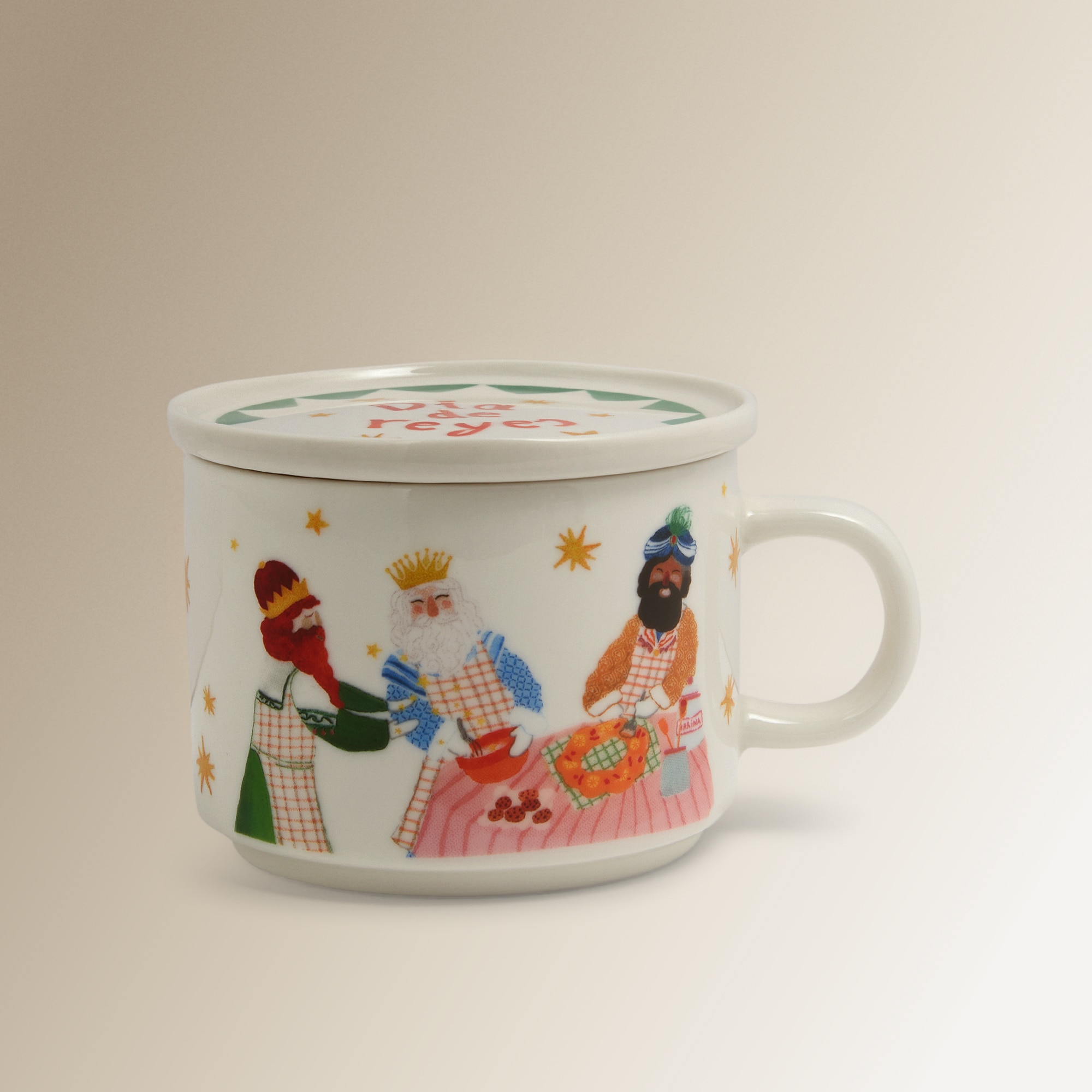 Chávena de Chá com Prato Reis Magos Natal Multicolor-6