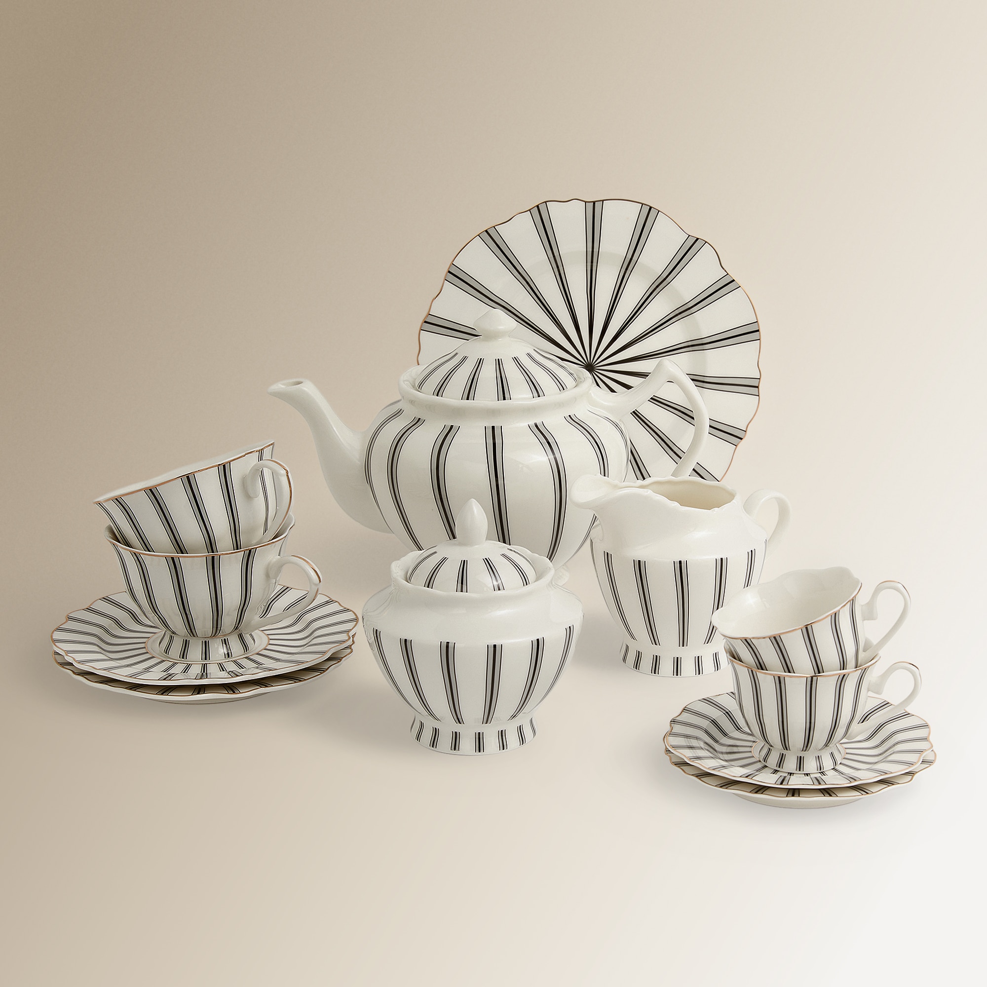 Conjunto de 2 Chávenas de Chá com Prato Hélice Preto-4