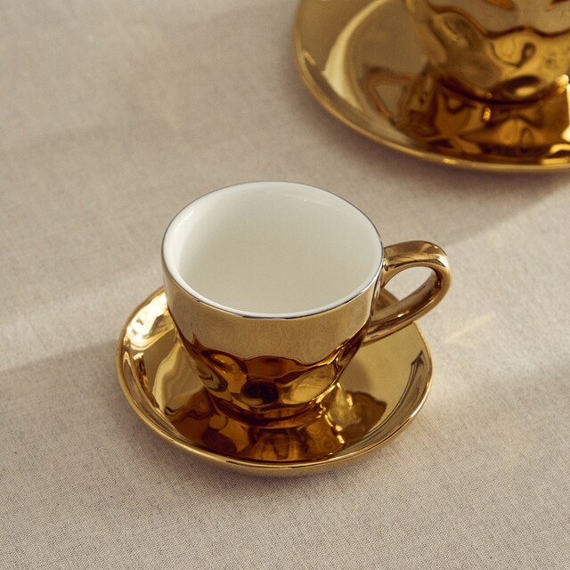 Imagem 0 de Conjunto de 2 Chávenas de Chá com Prato Organic - Dourado