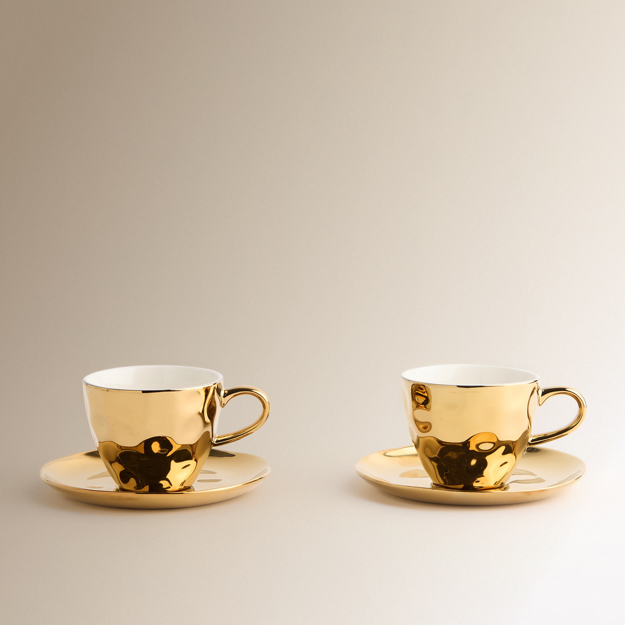 Conjunto de 2 Chávenas de Chá com Prato Organic - Dourado Cinzento-2