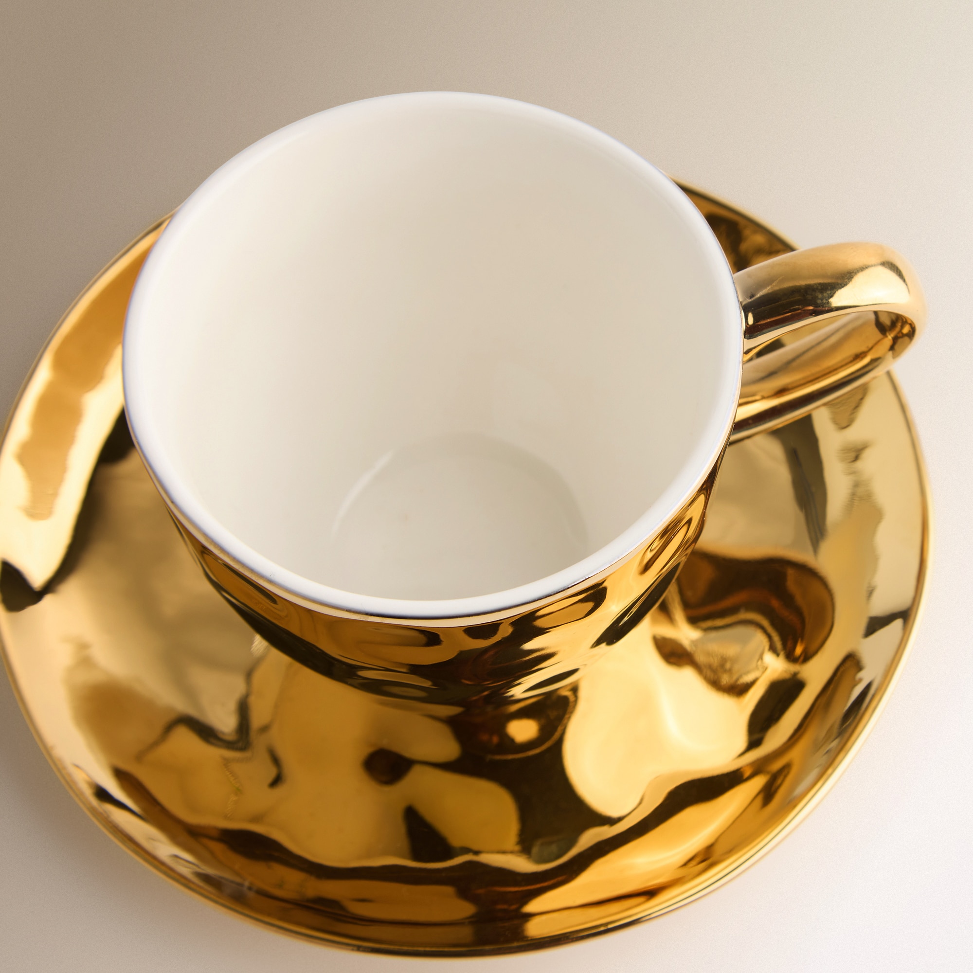 Conjunto de 2 Chávenas de Chá com Prato Organic - Dourado Cinzento-4