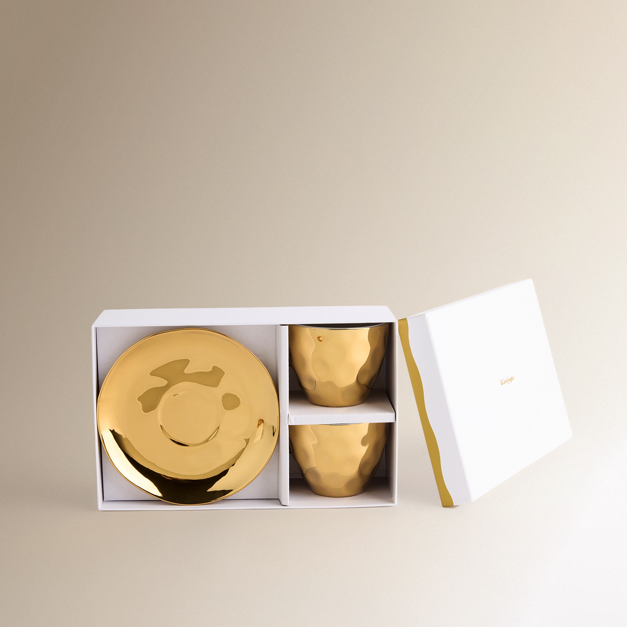 Conjunto de 2 Chávenas de Chá com Prato Organic - Dourado Cinzento-6