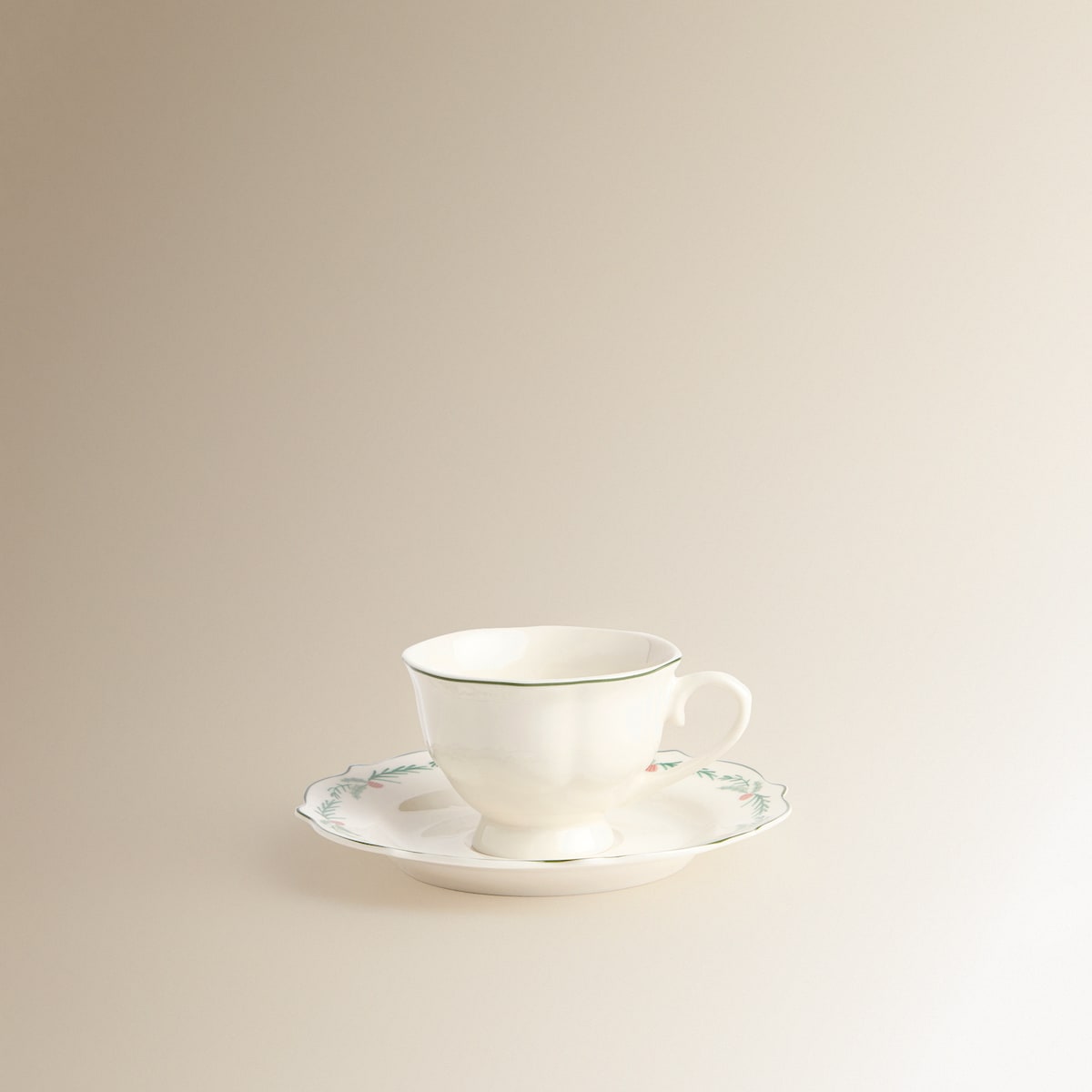 Chávena com Prato Árvore de Natal Verde-2