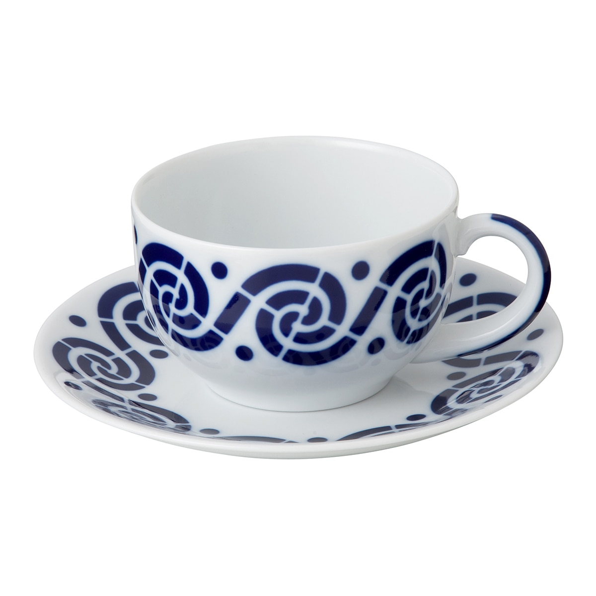 Chávena de pequeno-almoço com prato Espiroide Sargadelos Azul-1