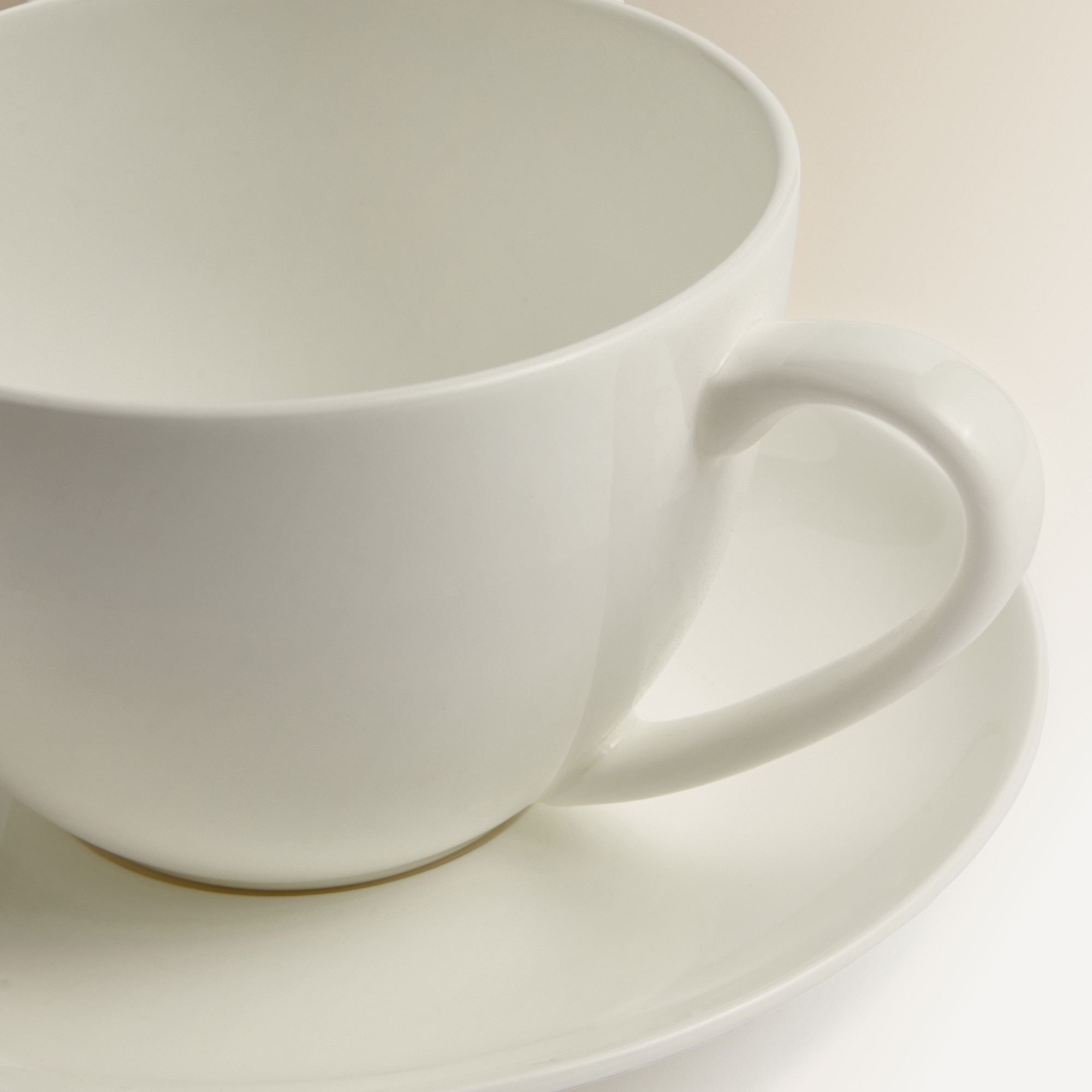 Chávena de pequeno-almoço com prato redondo Bone China El Corte Inglés Branco-2