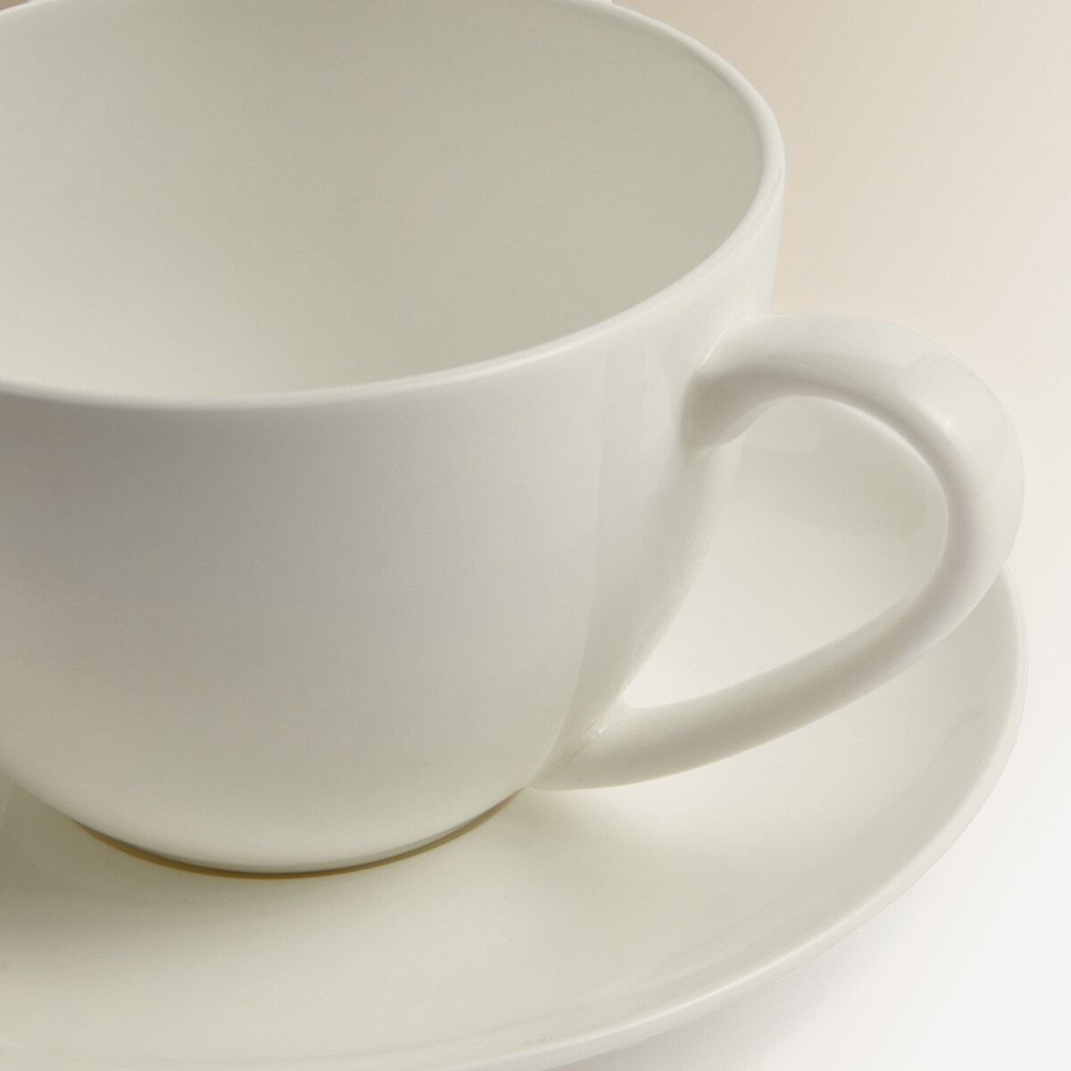 Chávena de pequeno-almoço com prato redondo Bone China El Corte Inglés Branco-3