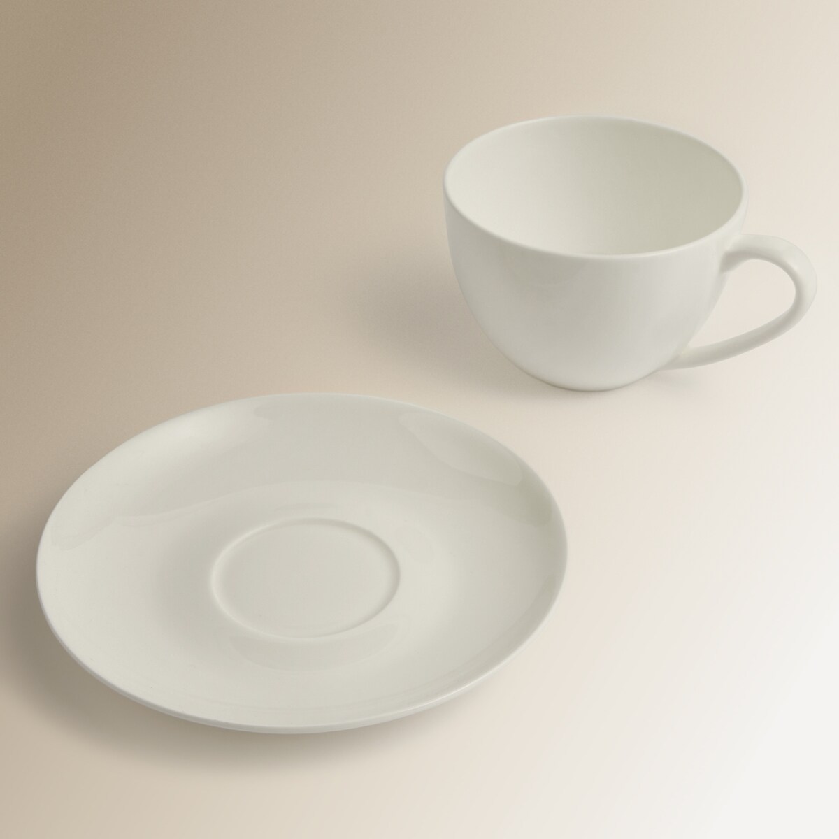 Chávena de pequeno-almoço com prato redondo Bone China El Corte Inglés Branco-4