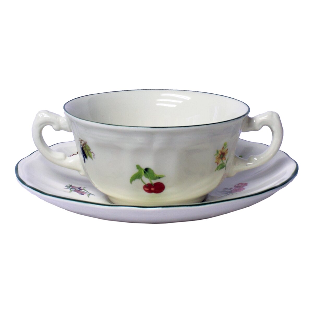 Chávena de consomé com prato Flores e Frutas San Claudio Multicolor-1