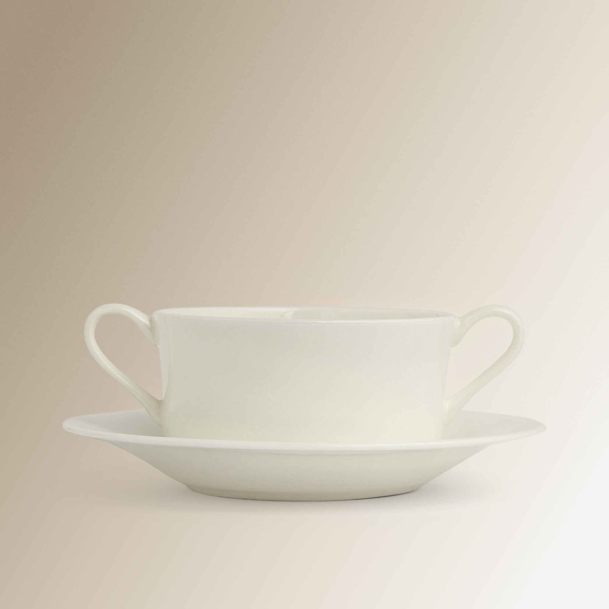 Chávena de consomé com prato redondo Bone China El Corte Inglés Branco-2