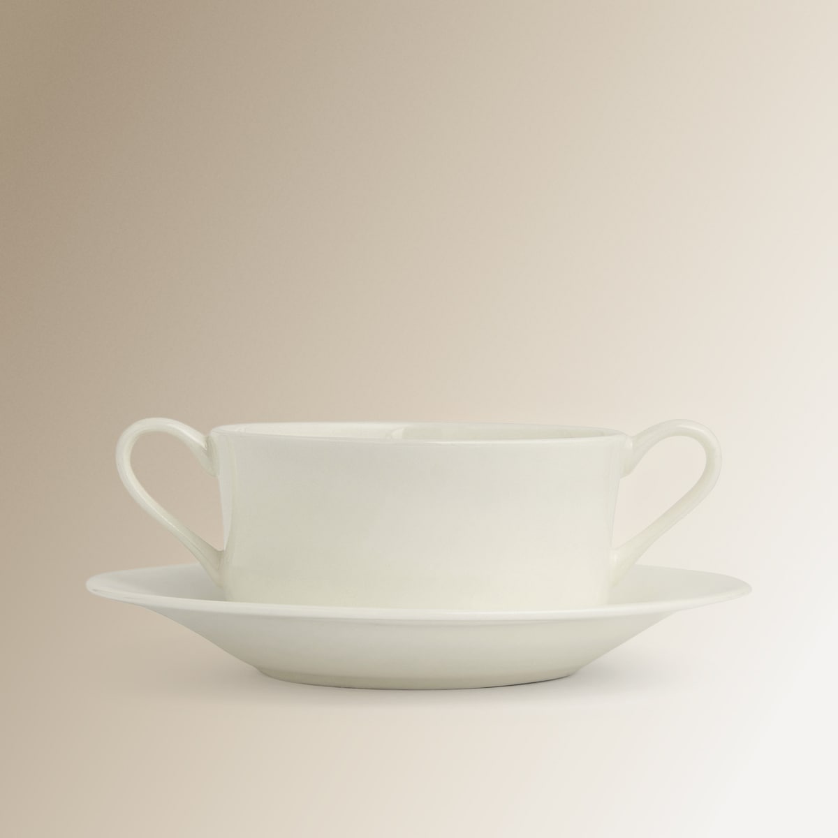 Chávena de consomé com prato redondo Bone China El Corte Inglés Branco-2