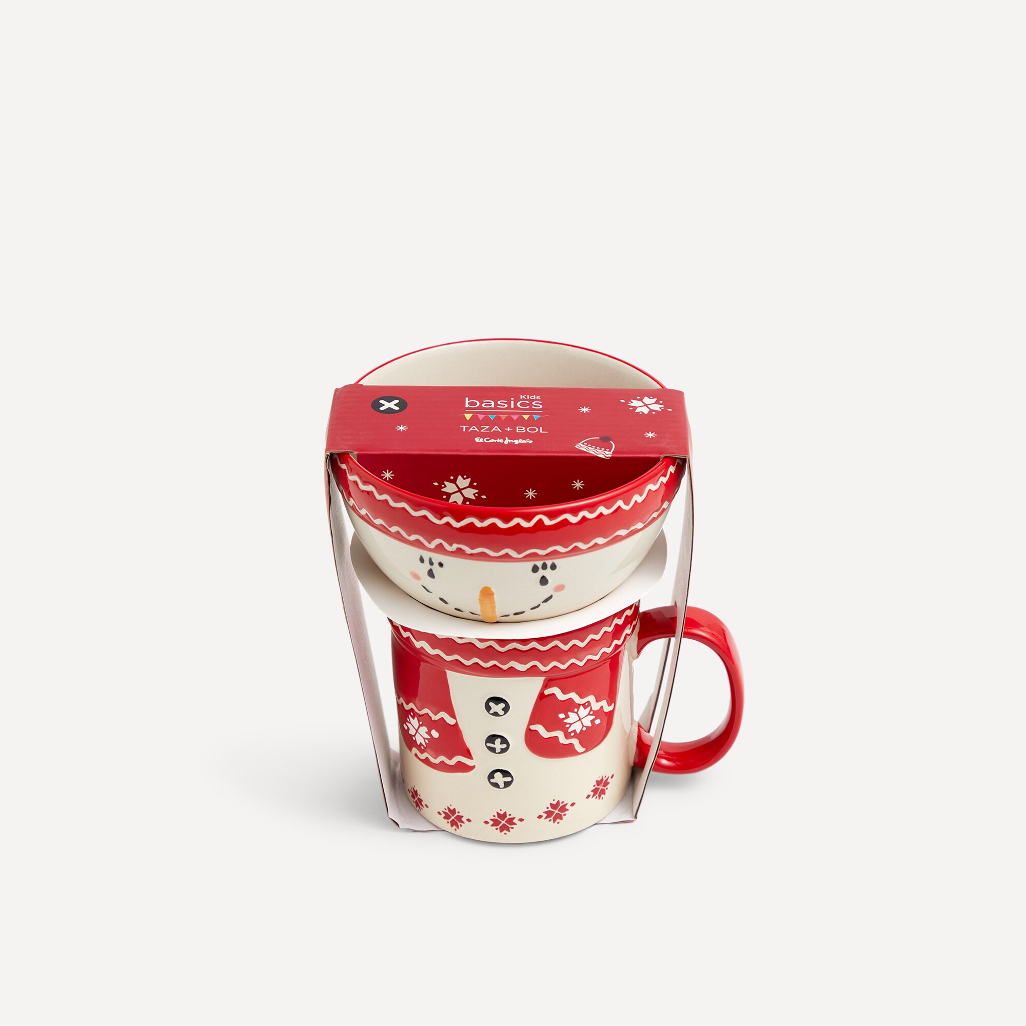 Set de regalo taza y bowl Muñeco Navidad Basics El Corte Inglés Rojo-6