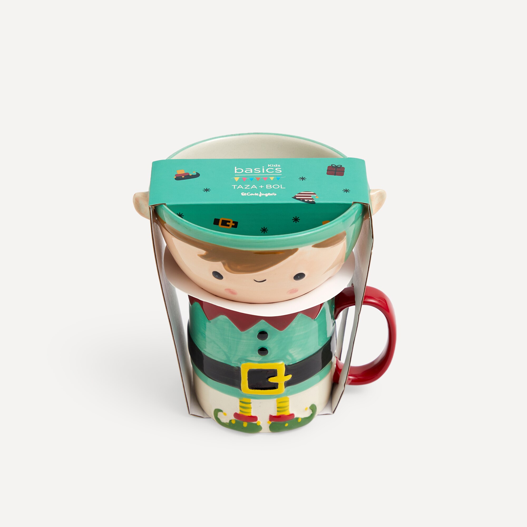 Set de regalo taza y bowl Niño Navidad Basics El Corte Inglés Verde-6