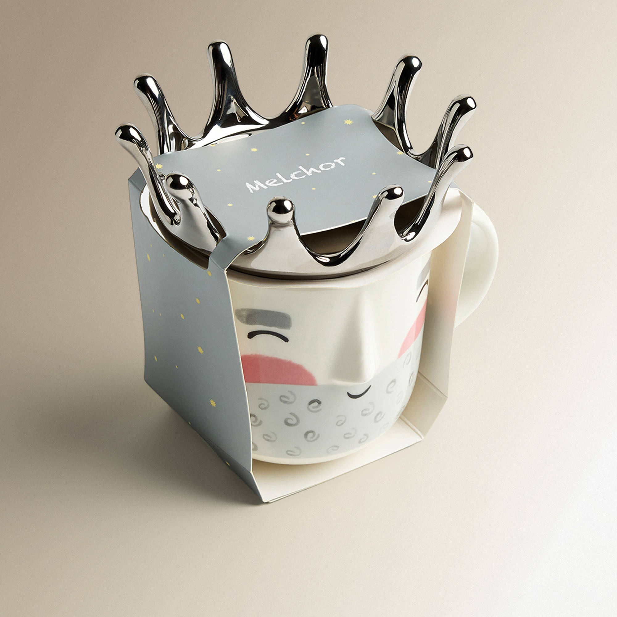 Taza mug Rey Melchor Corona Navidad Plata-6