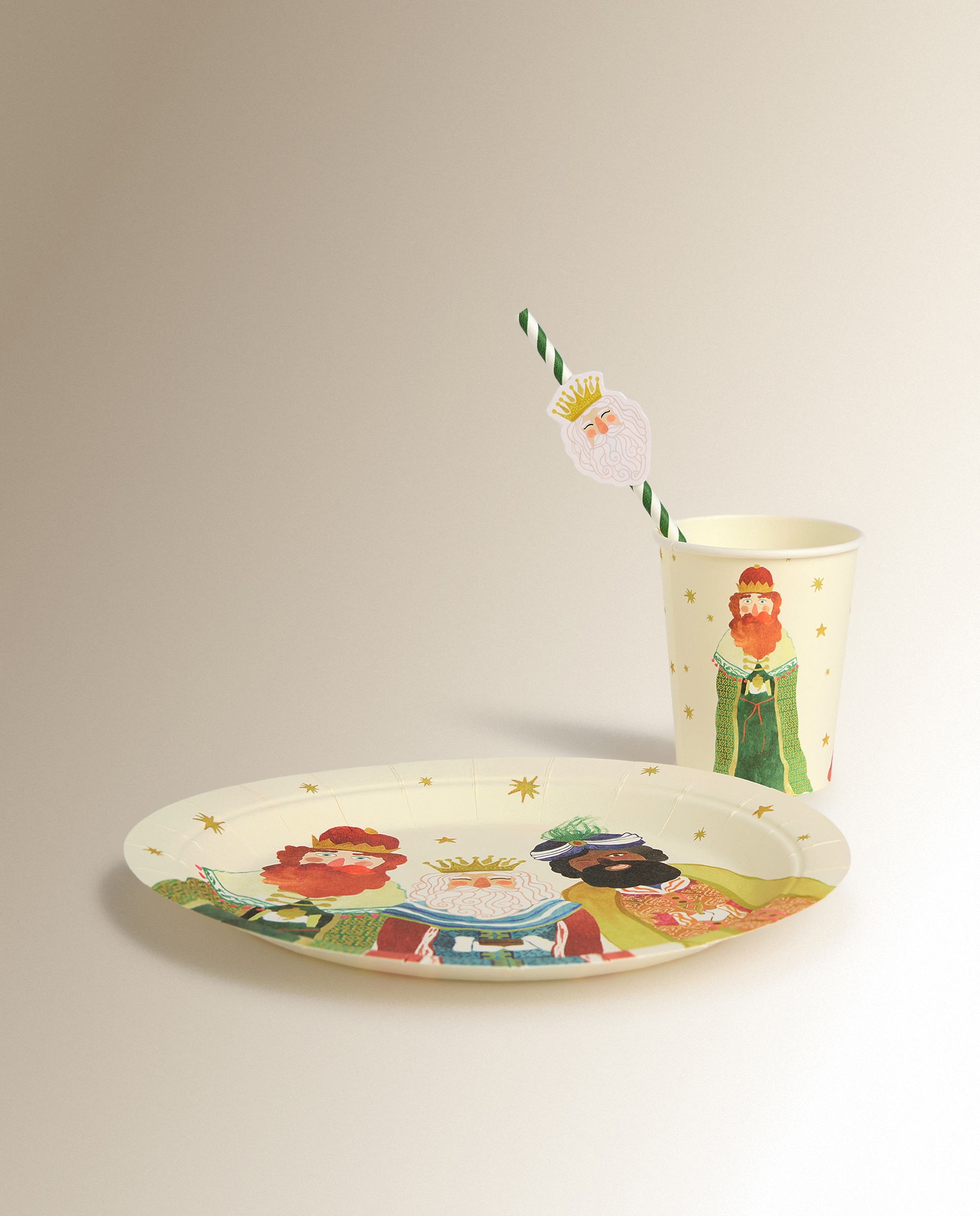 Conjunto de 6 Copos Descartáveis Reis Magos Natal Multicolor-5