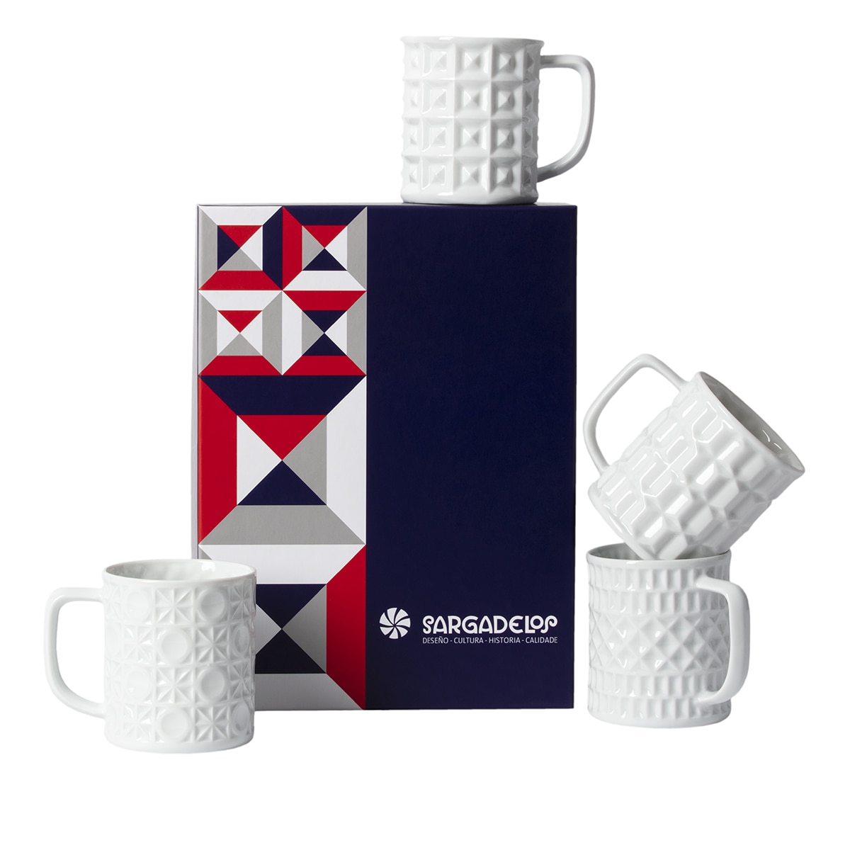 Packs de 4 Canecas Saramugs Relief Branco-2