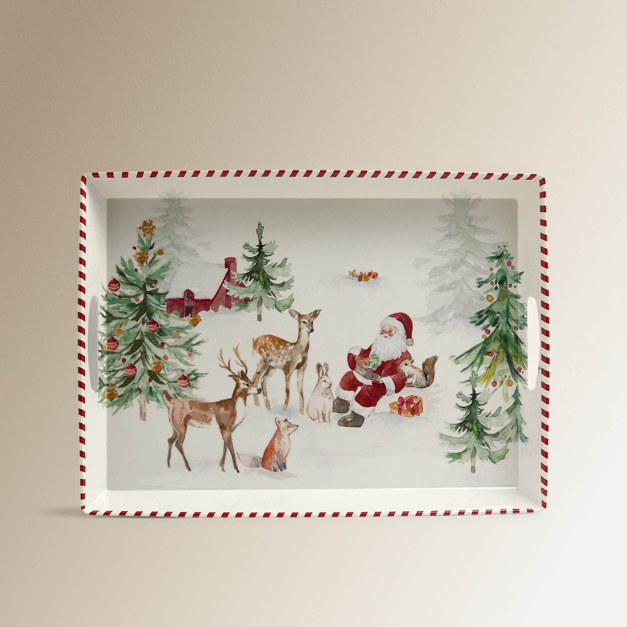 Tabuleiro de Melamina Pai Natal na Aldeia Multicolor-1