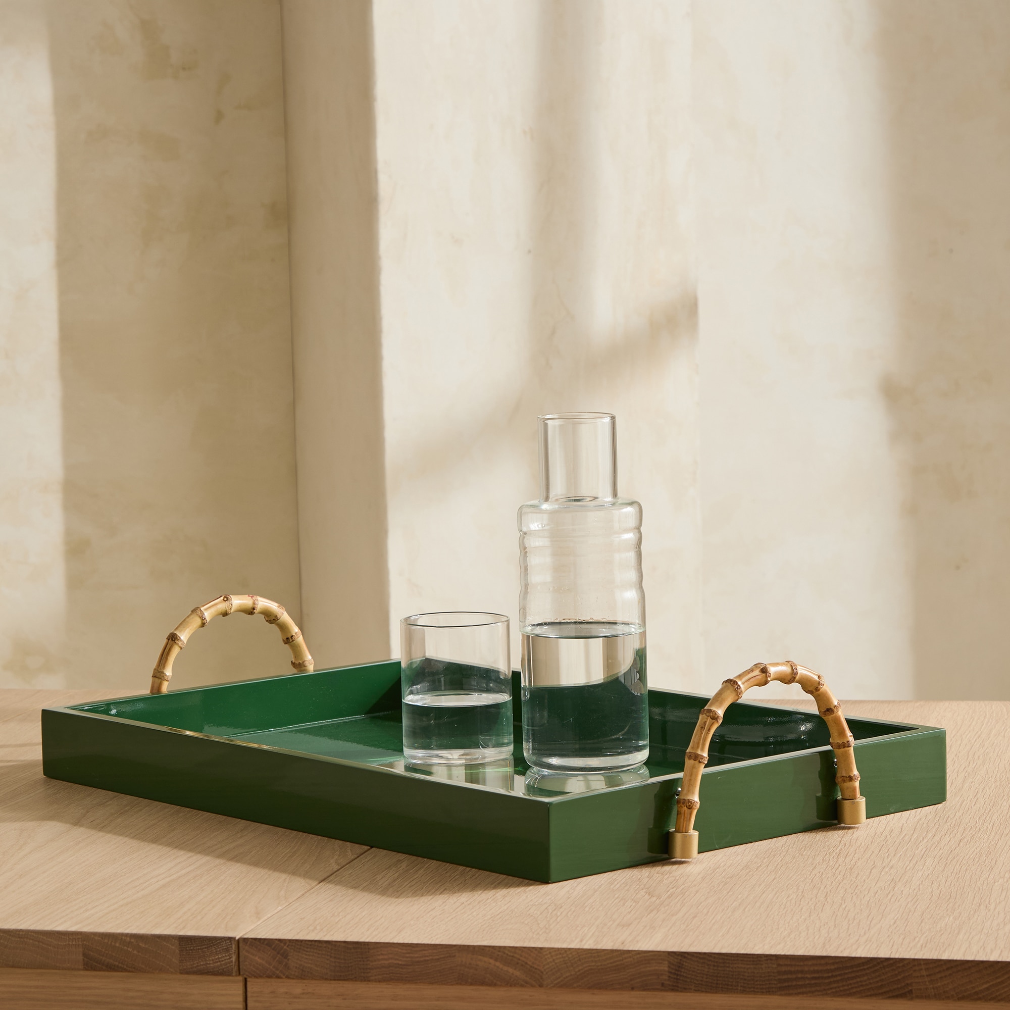 Tabuleiro Retangular com Asas Lacado Verde Água-1