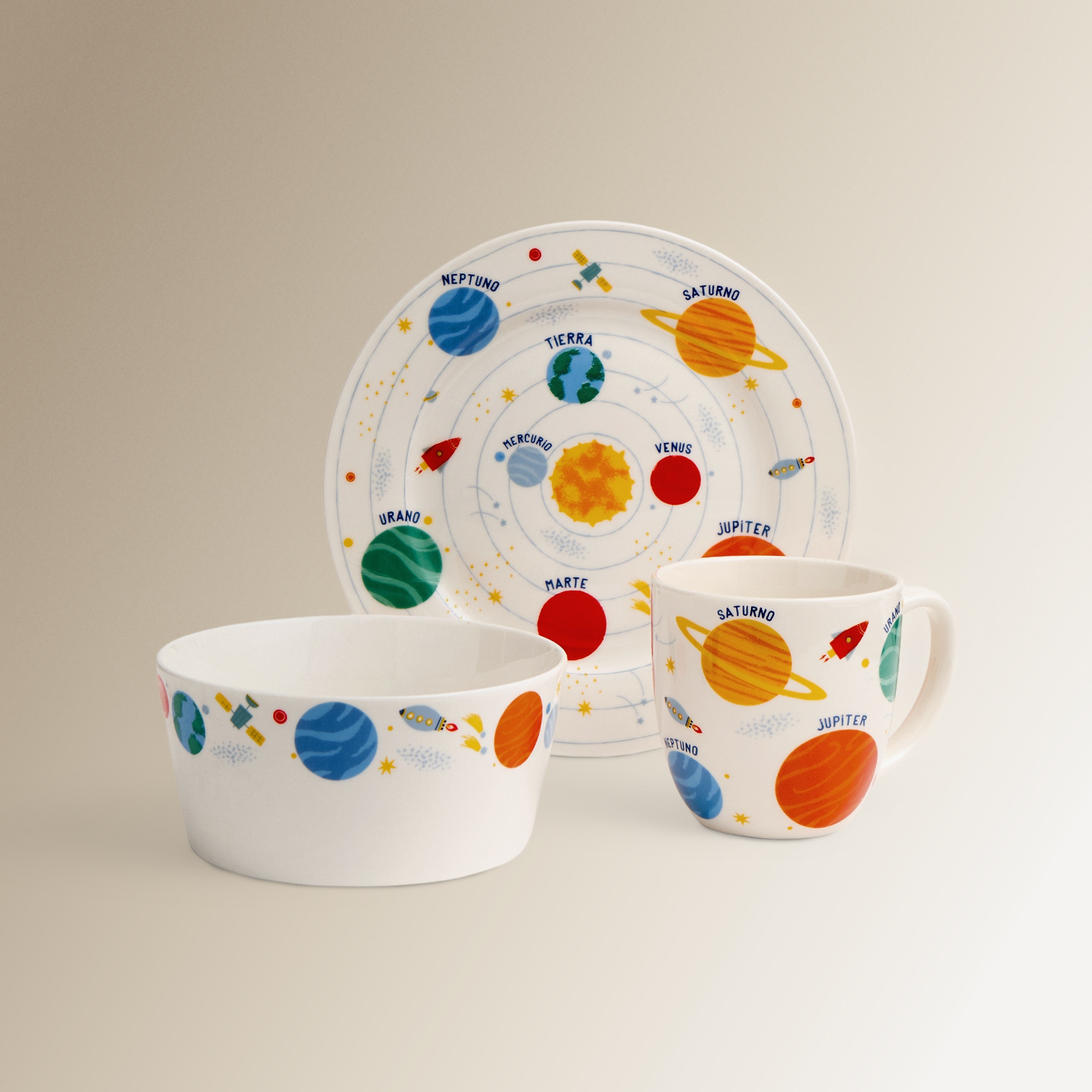 Imagen 0 de Set infantil de taza, plato y bowl Planetas Basics El Corte Inglés