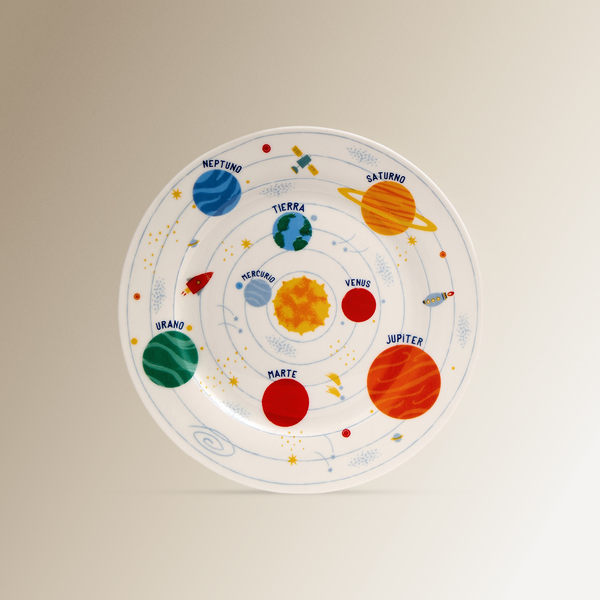 Set infantil de taza, plato y bowl Planetas Basics El Corte Inglés Blanco-2