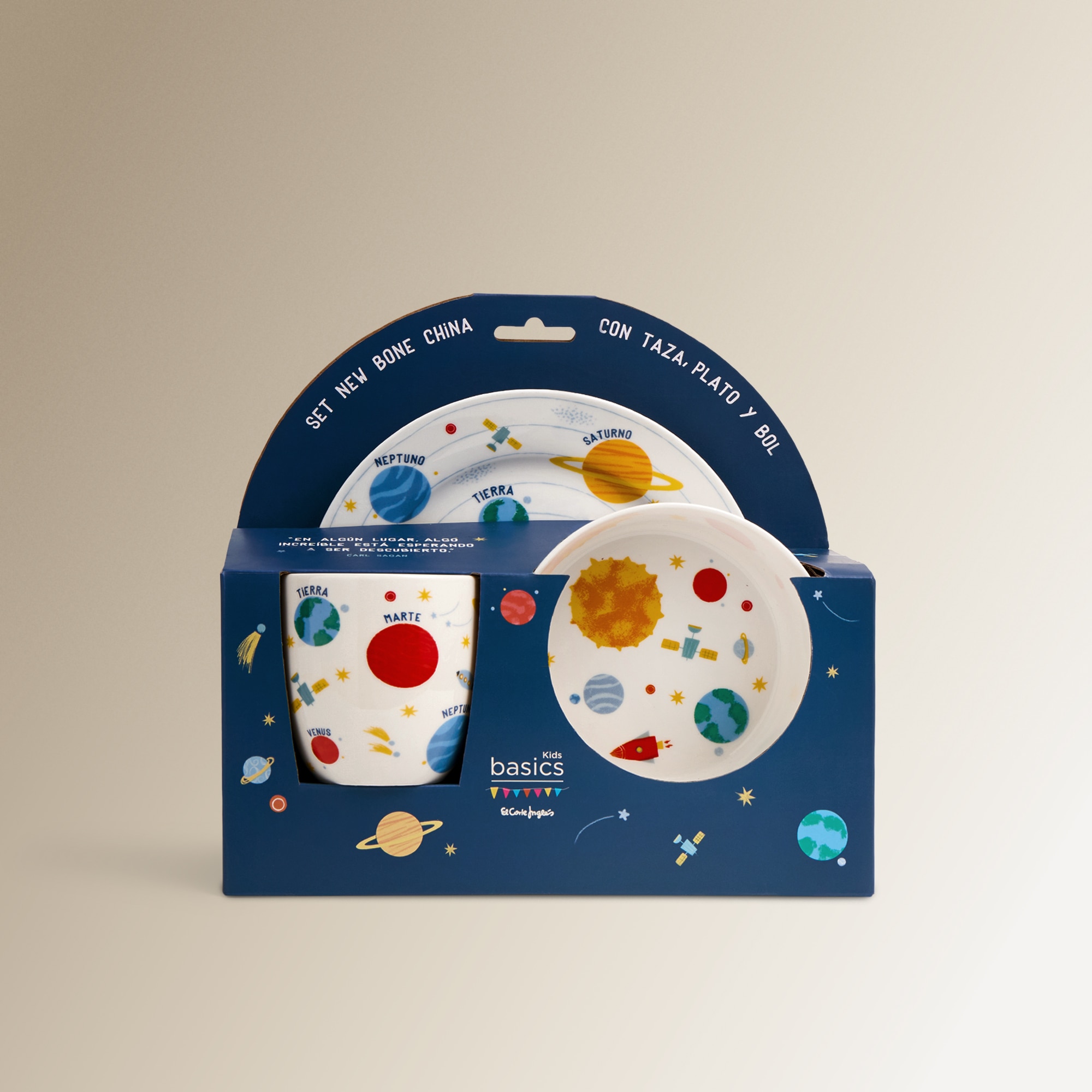 Set infantil de taza, plato y bowl Planetas Basics El Corte Inglés Blanco-5